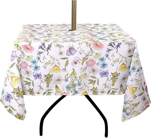 ColorBird Mantel para exteriores de primavera y verano, impermeable, a prueba de derrames, de tela de poliéster, con agujero para sombrilla de