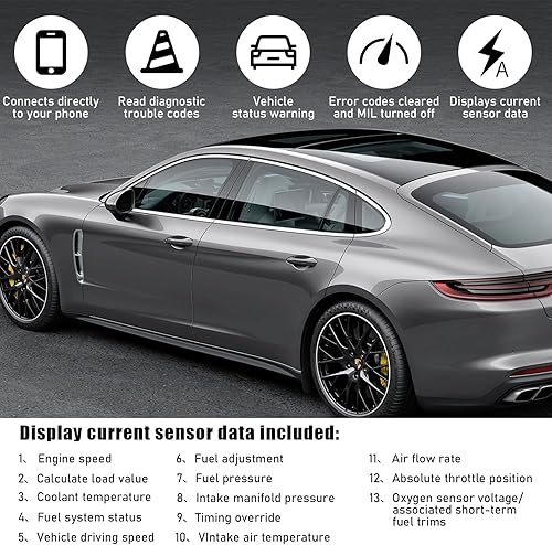 Miniatura 5 de Dickno Escáner Bluetooth OBD2 para automóvil, lector de código inalámbrico y herramientas de escaneo de diagnóstico de motor de verificación con