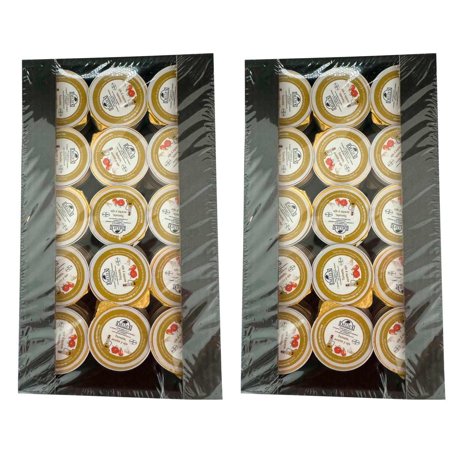 Deliex - Monodosis de Tomate ajo y aceite 90 unidades x 25 gr. Pequeñas porciones de tomate ajo y aceite de oliva virgen extra ya preparado para el trabajo.