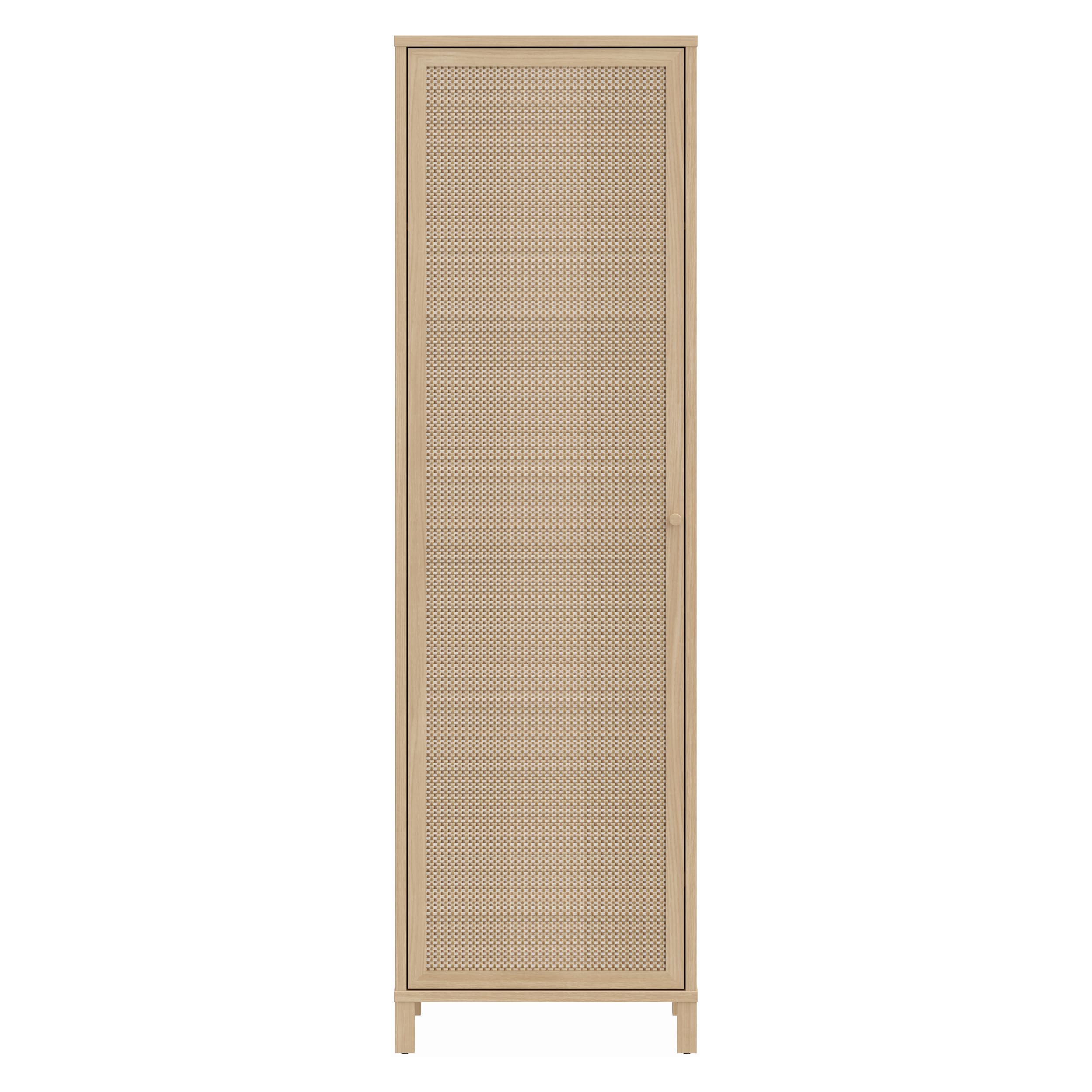 Forte SKELBIT Schrank 60, schmaler Schrank im Boho-Stil, 1-türig, Mehrzweckschrank, Holzwerkstoff, Flur, Wohnzimmer, Elegancia Eiche Holzdekor|Technorattan, 59,8 mc breit x 200,9 cm hoch x 42 cm tief