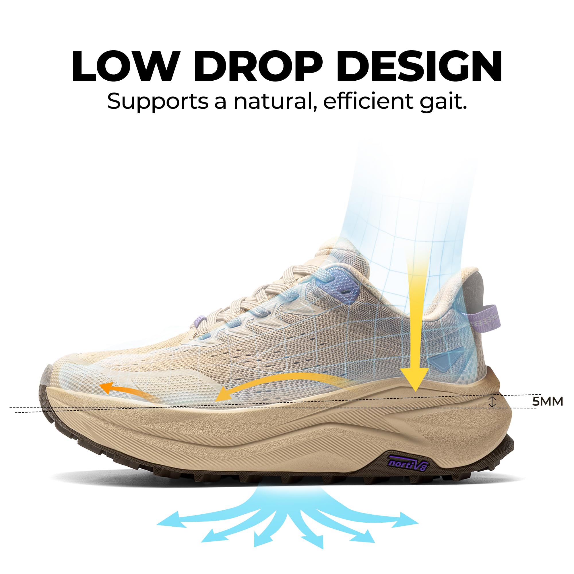 NORTIV 8 Zapatos deportivos para mujer, con puntera ancha, para correr, senderismo, caminar, cómodos, antideslizantes, transpirables, para entrenamiento, gimnasio, atléticos, a la moda