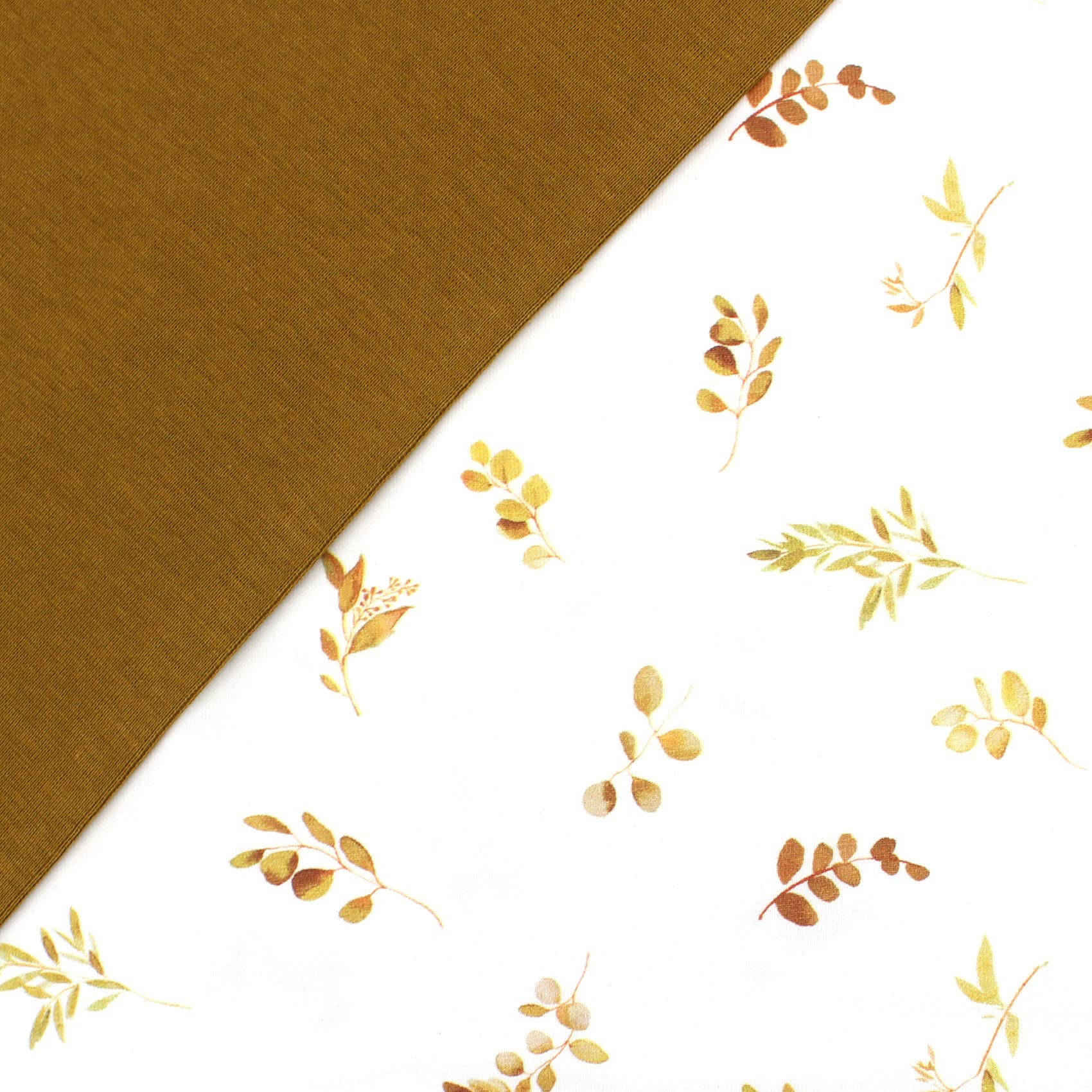 Fabric Package 0.5 m Jersey + 0.5 m Cuff Fabric for Sewing Children's Clothing Children's Fabric Jersey Fabric (Eucalyptus Small + Olive Set62) - Image 2