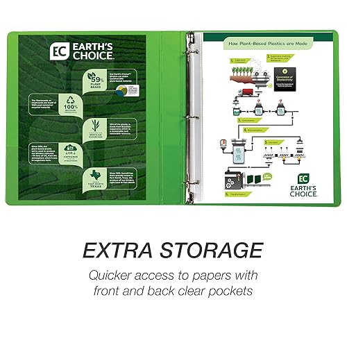 Vista 19 de Samsill - Carpeta Earth's Choice™ de 3 anillos redondos de 3 pulgadas, hasta 25 % de plástico de origen vegetal, respetuosa con el medio ambiente
