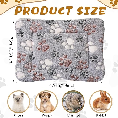 Miniatura 2 de Paquete de 4 tapetes de cama ultra suaves para perros y gatos, con bonitos estampados, reversible, de forro polar, para perrera, acogedora, lavable,