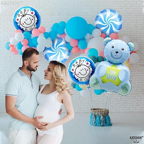 Miniatura 3 de KatchOn, Globos de oso de peluche para baby shower, paquete de 5, color azul, 30 pulgadas, It's A Boy, oso de peluche, decoraciones de baby shower