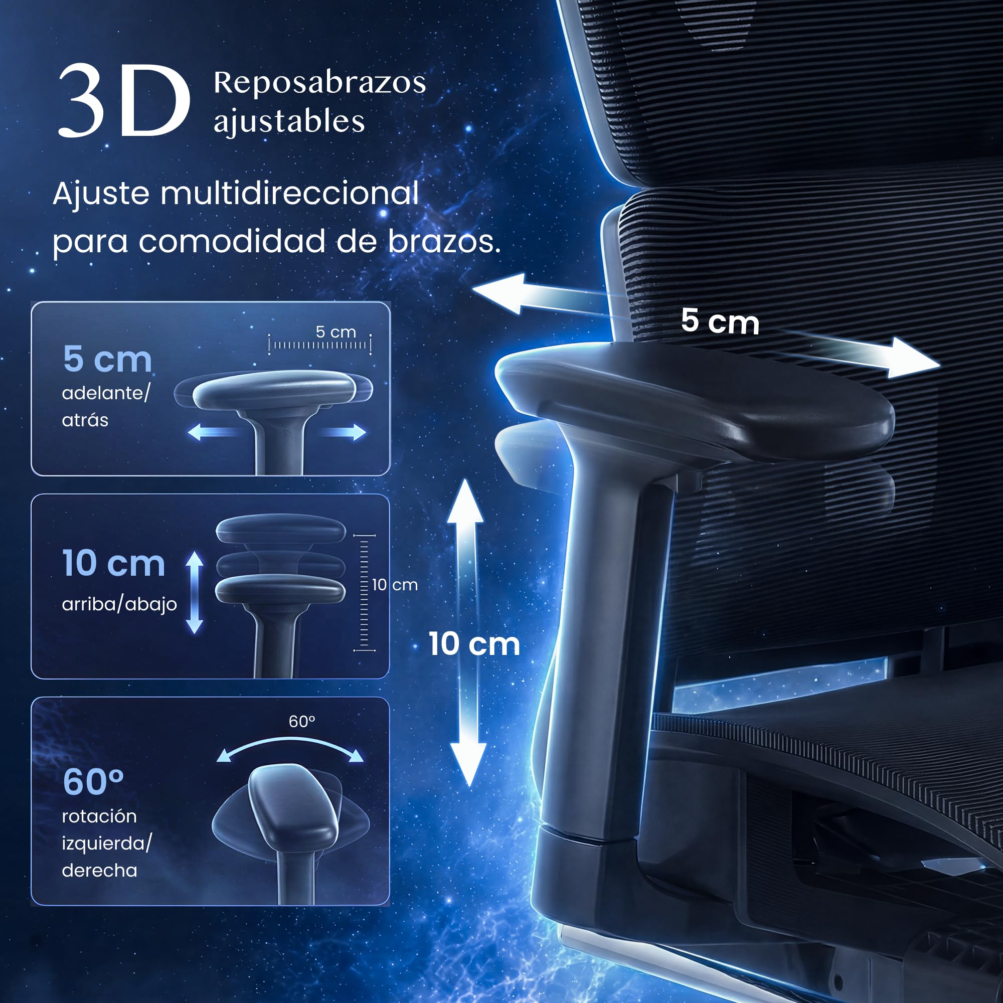 FLEXISPOT ErgoX Silla Escritorio con Reposapiés, Soporte Lumbar, Respaldo 5D, Reposabrazos 3D, Silla Gaming, Cojín Transpirable, Inclinación 135°, Silla Ergonomica Escritorio, Negro
