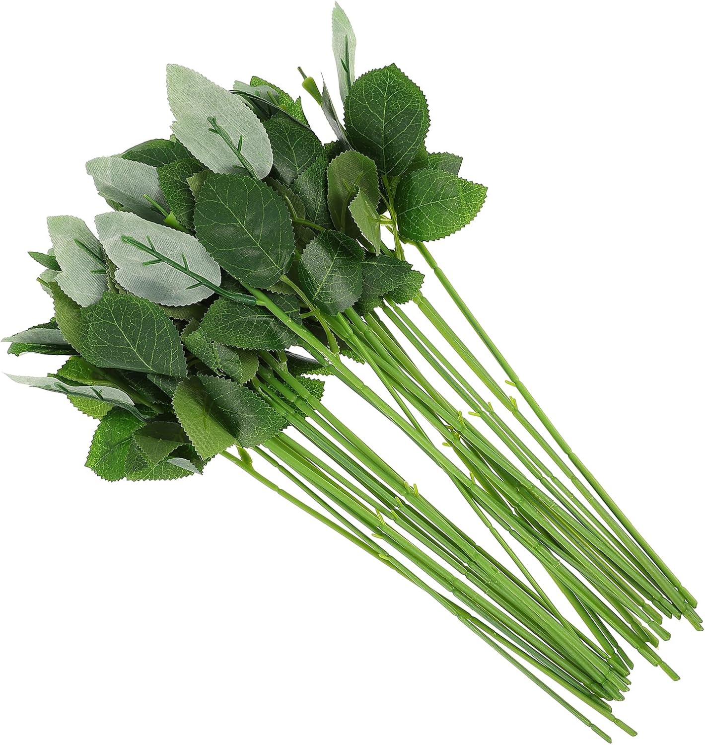 Amosfun 30pcs Floral Wire Stem with Leaves Faux Rose Floral Wire Stems Bouquet Floral Arrangement DIY Craft Supply (Pack of 2)