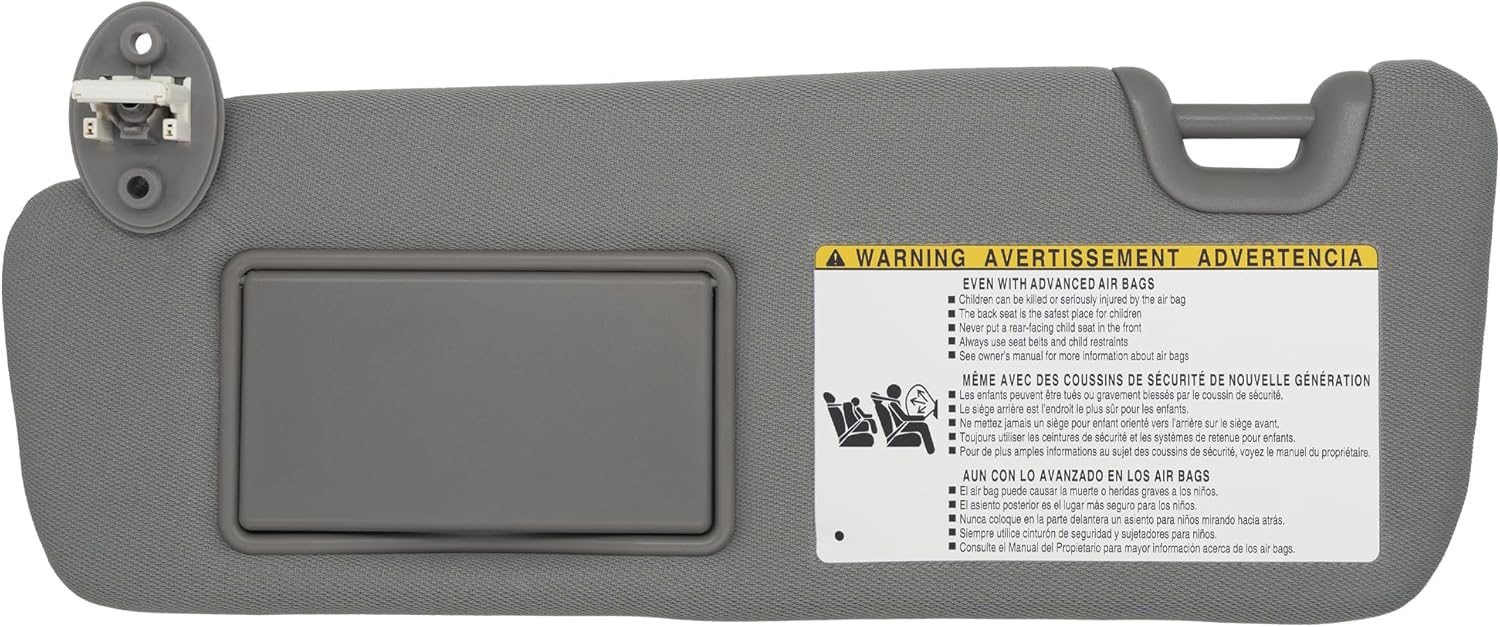 Sun Visor Fits for 2014-2019 Toyota Highlander Left Driver Side with Light Replace# 74320-0E074-B0 Gray