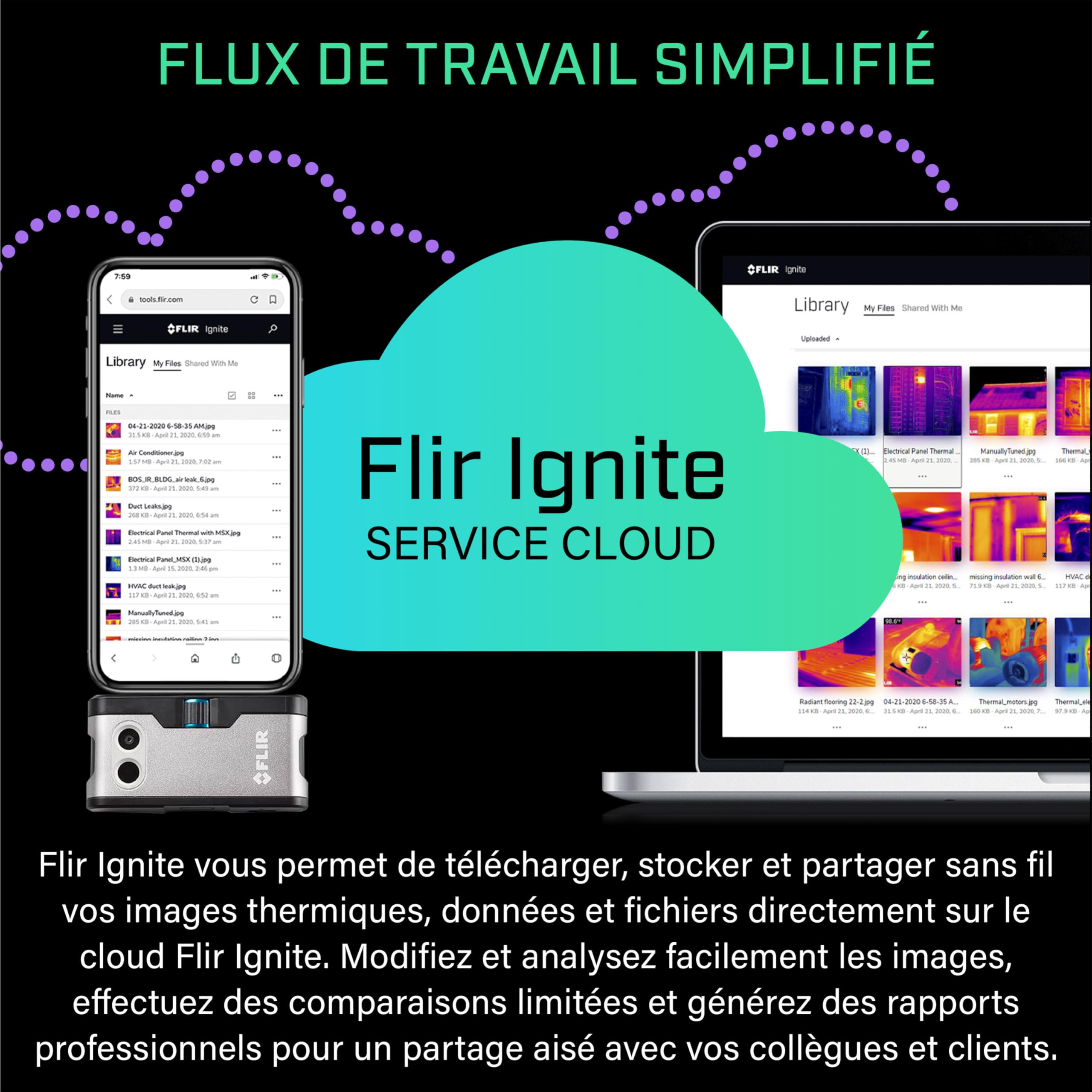Flir One - Caméra thermique pour smartphones iOS (iPhone 15 et versions ultérieures avec USB-C), super résolution 240x180 (80x60 IR natif)
