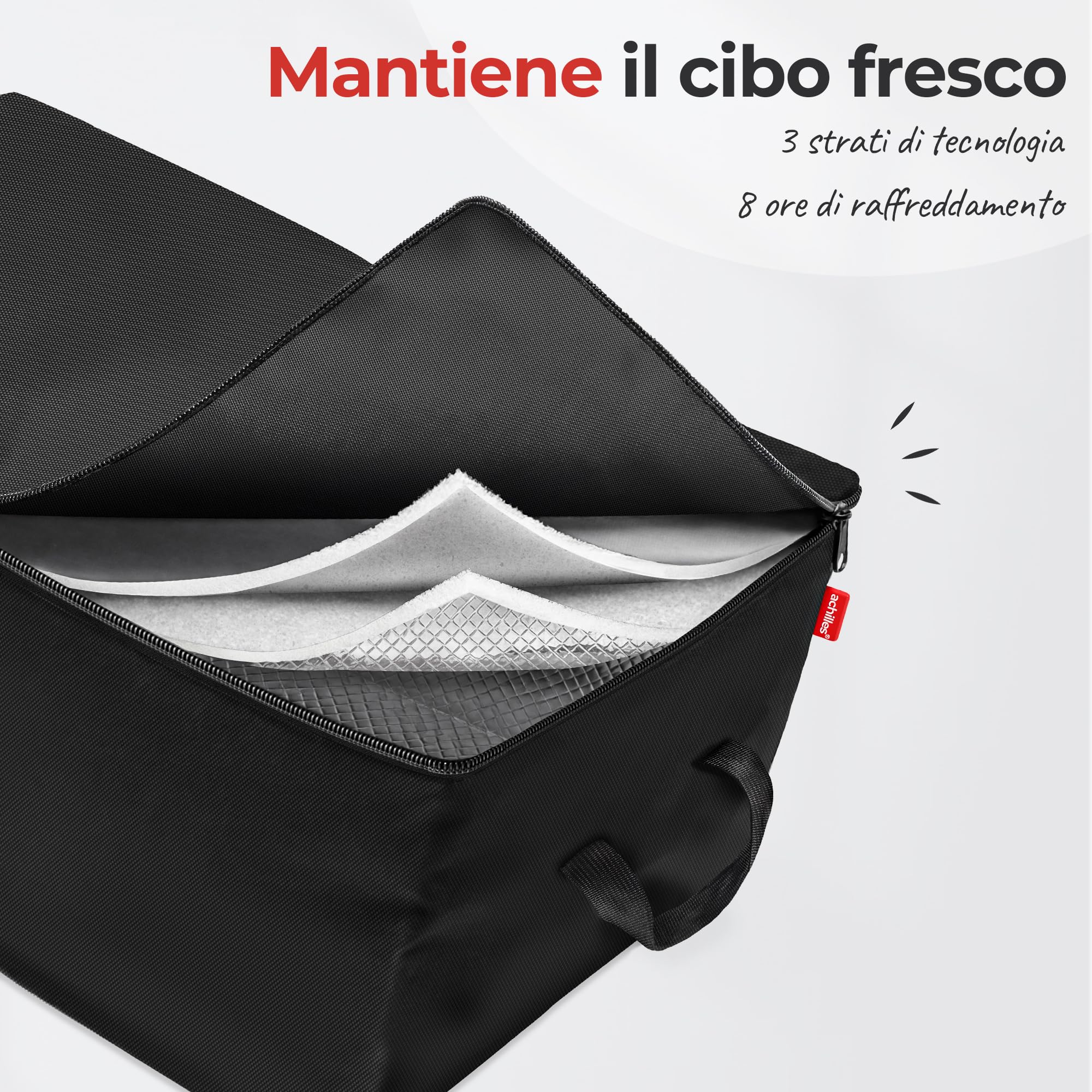 achilles Borsa Frigo Grande - 53L Borsa Termica - Borsa Frigo Pieghevole - Borsa per Mantenere il Cibo Caldo o Freddo - Organizer Bagagliaio - Portaoggetti Bagagliaio - Nero - 57x37x25 cm