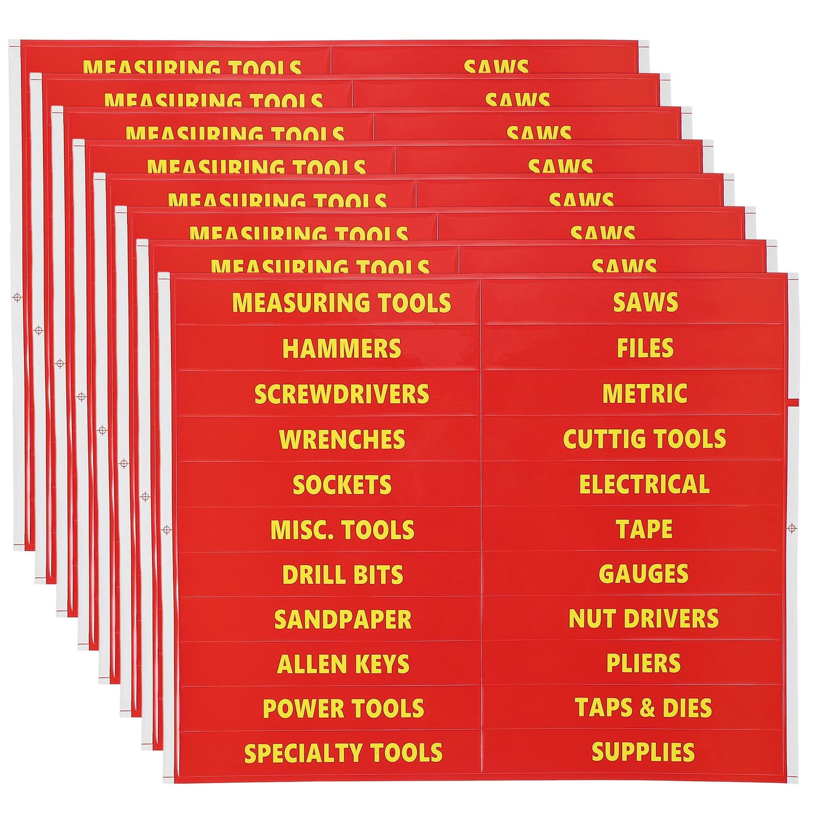 PATIKIL Tool Box Label Sticker, 8 Sheets Machine Organizer Decal Waterproof Tool Box Stickers for Home Industry Red (22 Pcs/Sheet)