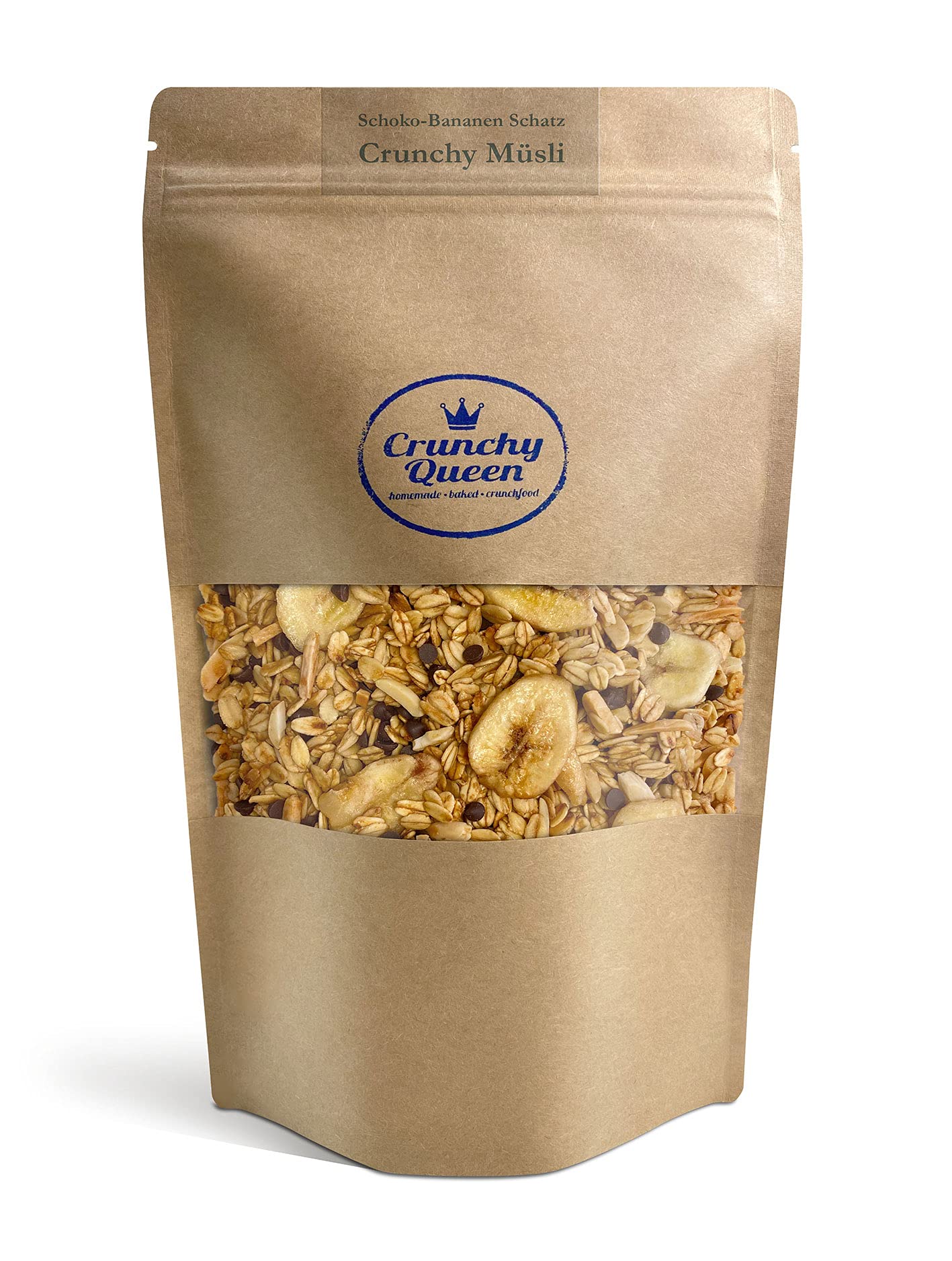 Crunchy Queen Schoko-​​Bananen Schatz Knusper-Müsli Schokolade Banane Granola vegan & palmölfrei (3x 340g)