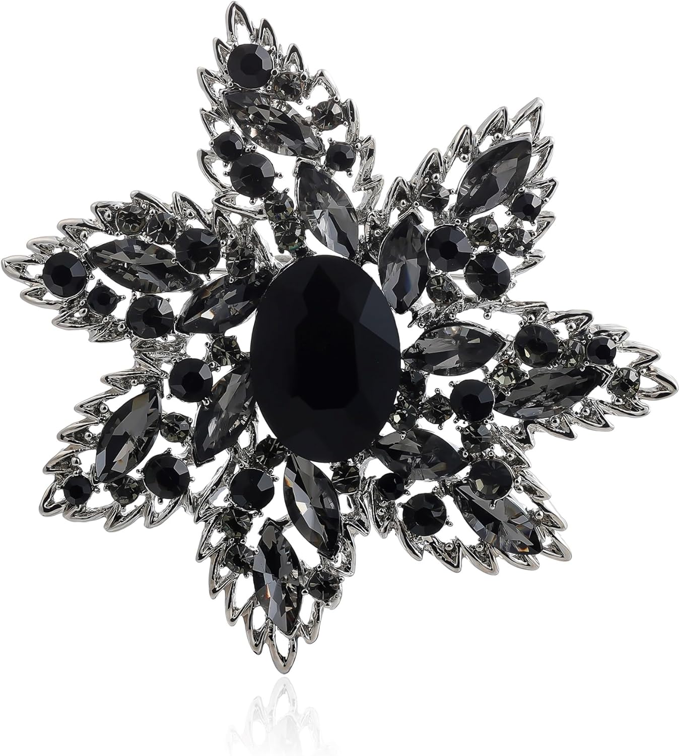 YOQUCOL Vintage Austrian Crystal Rhinestone Flower Shape Big Large Brooch Pin For Women Grils Golden Tone