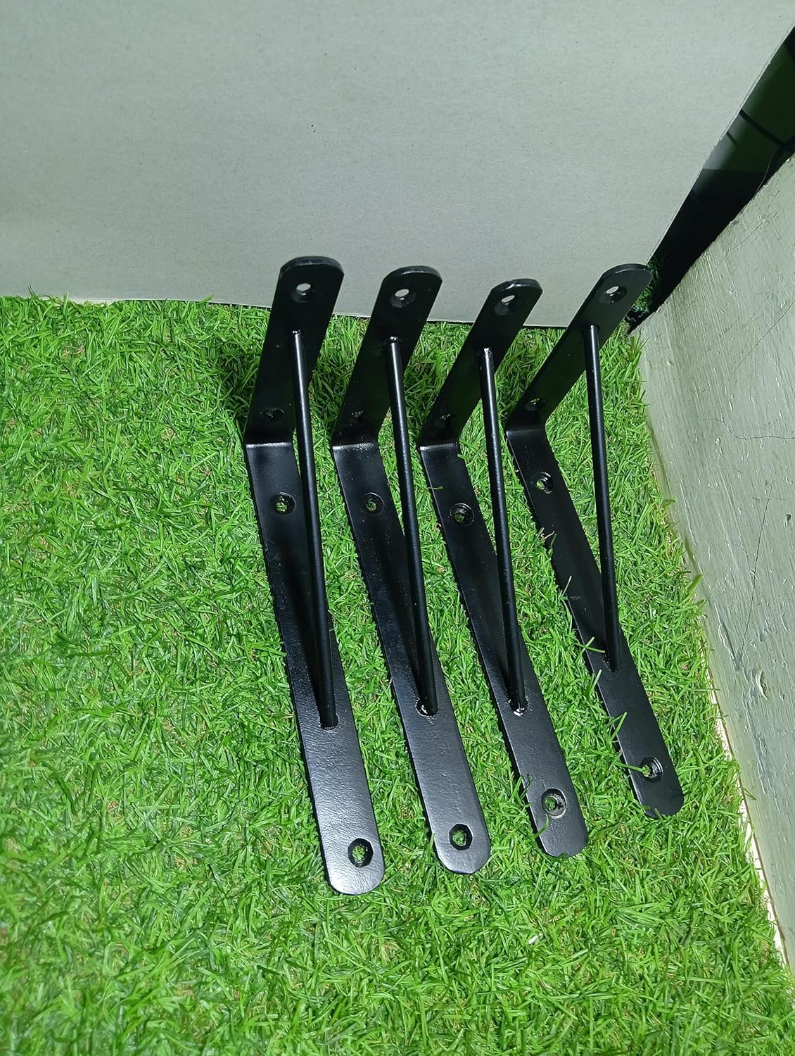 A. Y .S 8 Inch Heavy Duty Right Angle Shelf Brackets | Industrial Metal L Shape Wall Mounted Shelf Support | Fits 7.5” x 4.5” to 8” Boards | Black Powder Coated | Pack of 4-image-49