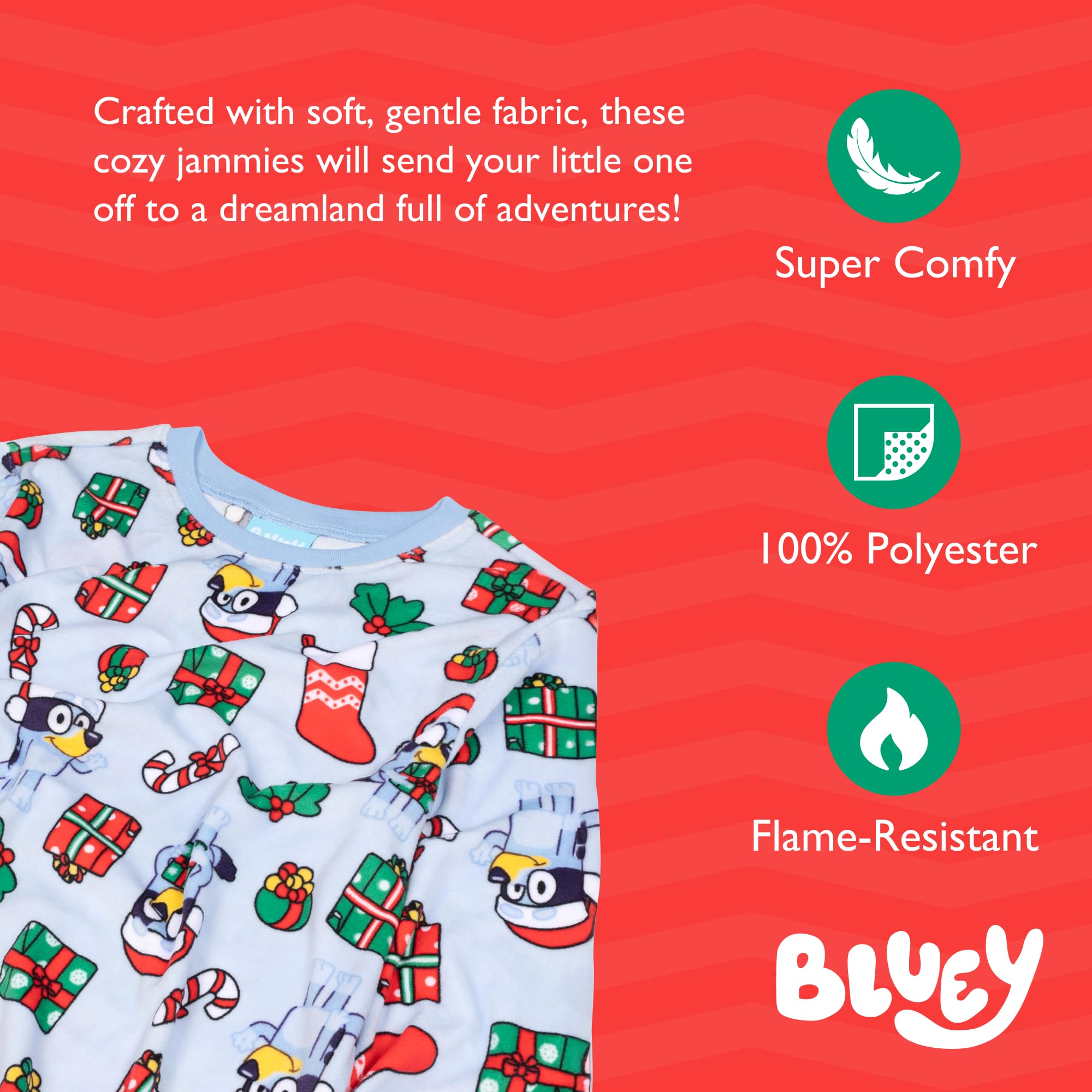 Bluey Kids' 2-Piece Loose-fit Pajama Set, Matching Family Holiday Pajamas, Soft & Comfortable, FAM_BLUEY GIFTS, 3T