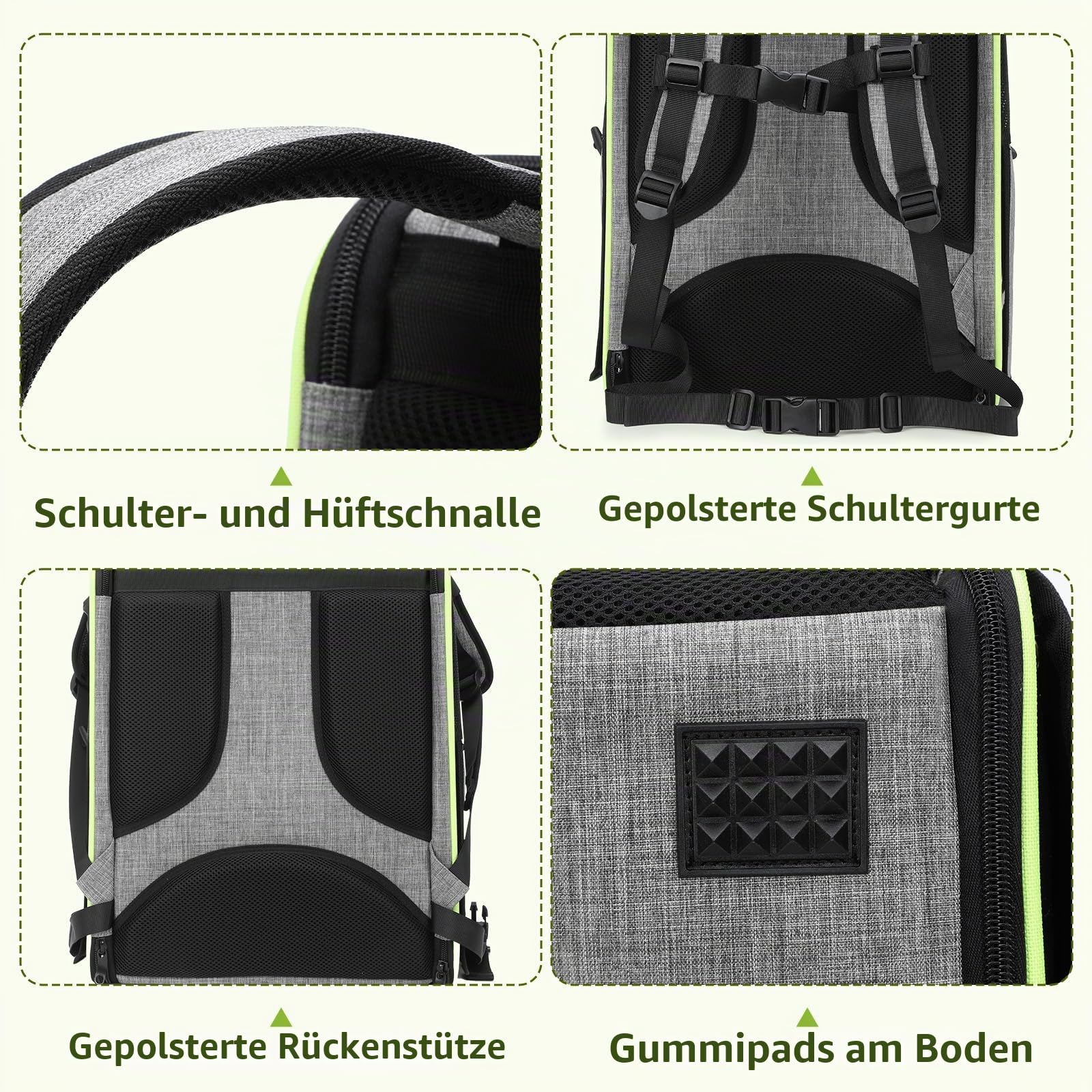 pecute Rucksack für Vögel mit Holzstab, Leichte Träger Vogel Transporttasche, wasserdichte Papageien Reiserucksack mit Edelstahl-Tablett und Stehstange, Transportbox Vogel, 34 x 28 x 43cm