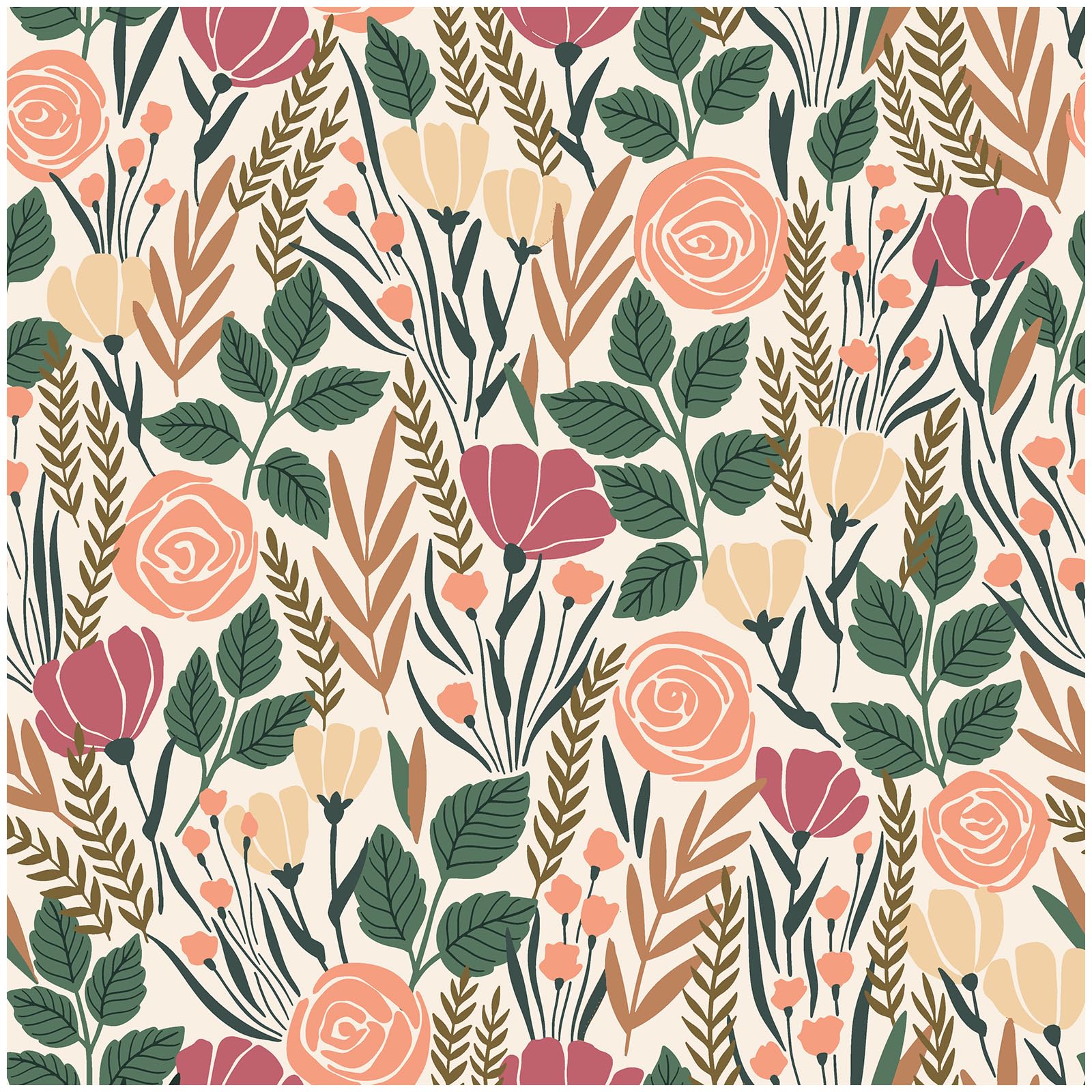Luvdecor Peel and Stick Floral Wallpaper Vintage Wallpaper Removable Wallpapers Boho Leaf Flroal Renter Friendly Stick On Wallpapers Contact Paper for