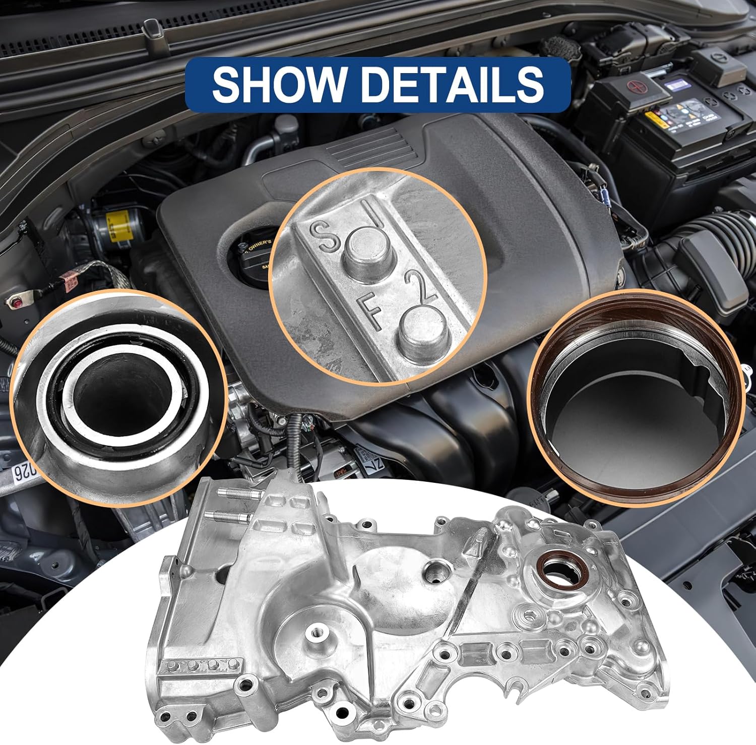 Engine Oil Pump with O-Ring Assembly Compatible with Hyundai Elantra 2014-2016, Elantra Coupe 2014-2014, Elantra GT 2014-2020 1.8L 2.0L, Replace 213502E300