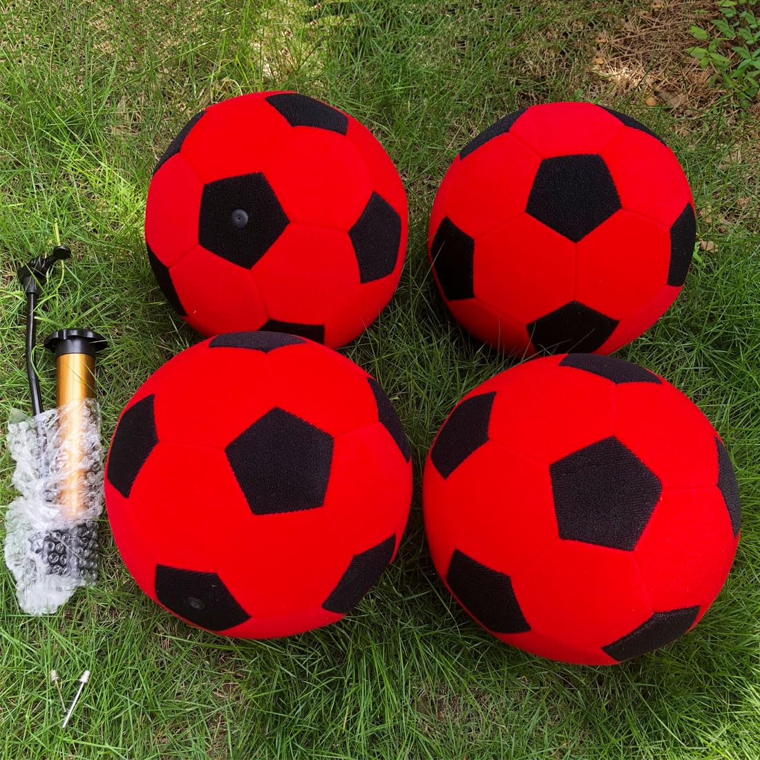 Vinfgoes 4 PCS 8'' Inflatable Sticky Soccer Ball Kick Darts Balls for Inflatable Soccer Dart Board Outdoor Training Felt Soccer with Hand Pumps