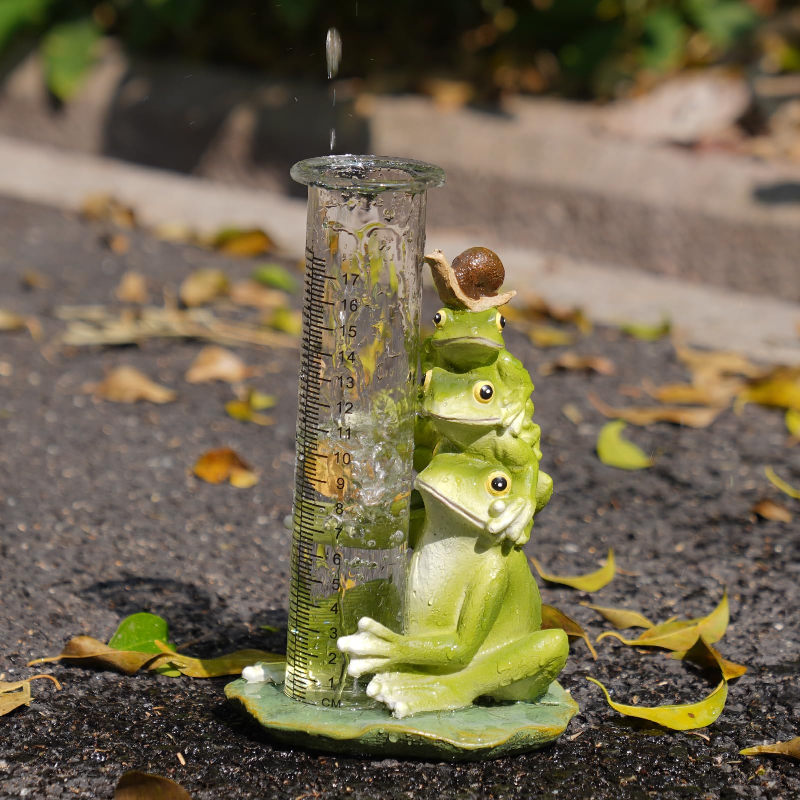Frog Rain Gauge For Garden - Decorative Outdoor Rainfall Measuring Tool With Cute Frog Design