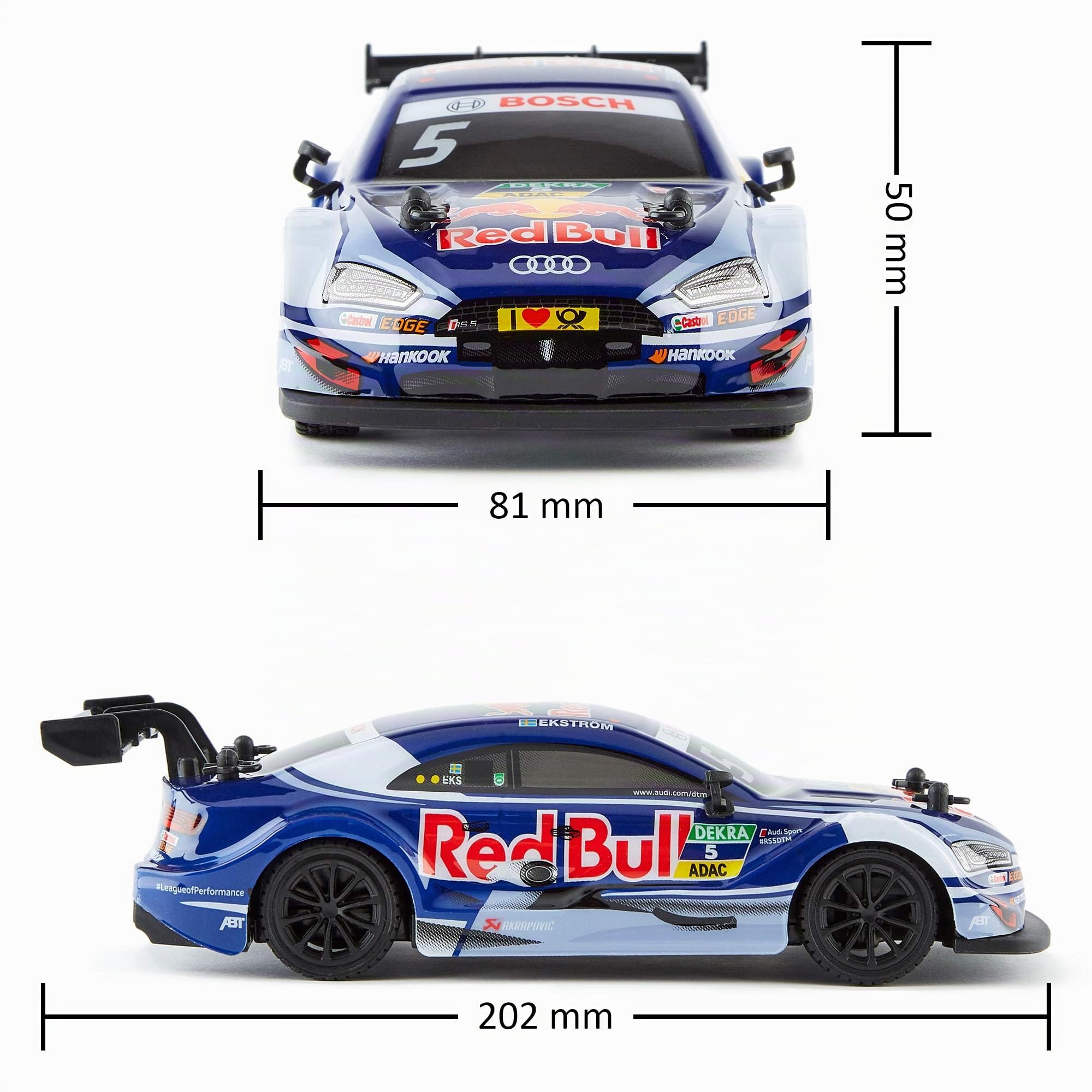 CMJ RC Cars Auto AUDI RS5 DTM con licenza ufficiale Telecomando Scala 1:24 2.4 Ghz Blu/Rosso Toro