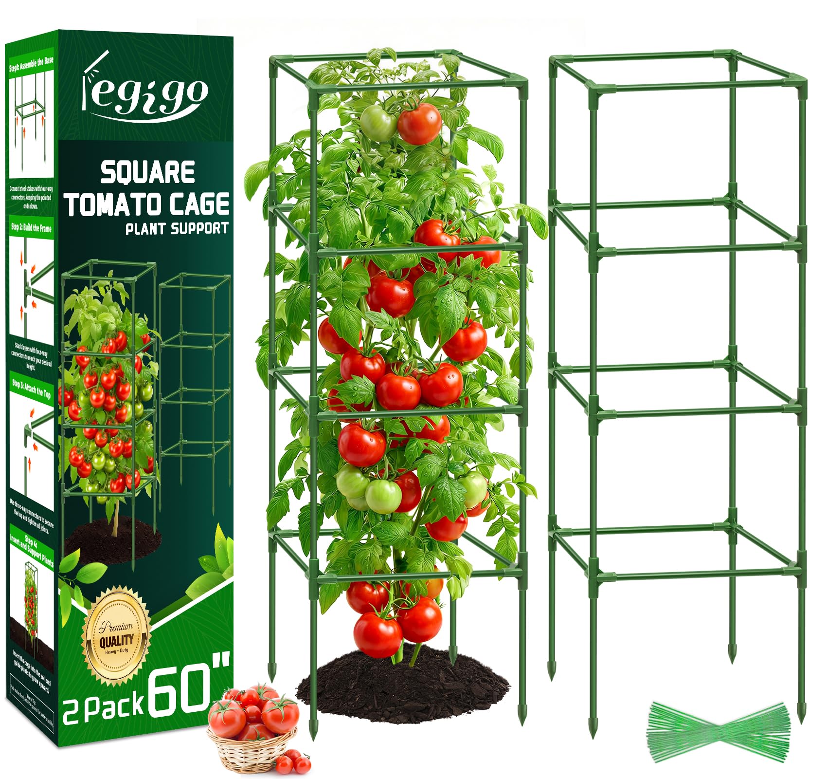 Legigo 2 Pack Square Tomato Cages 60 Inch