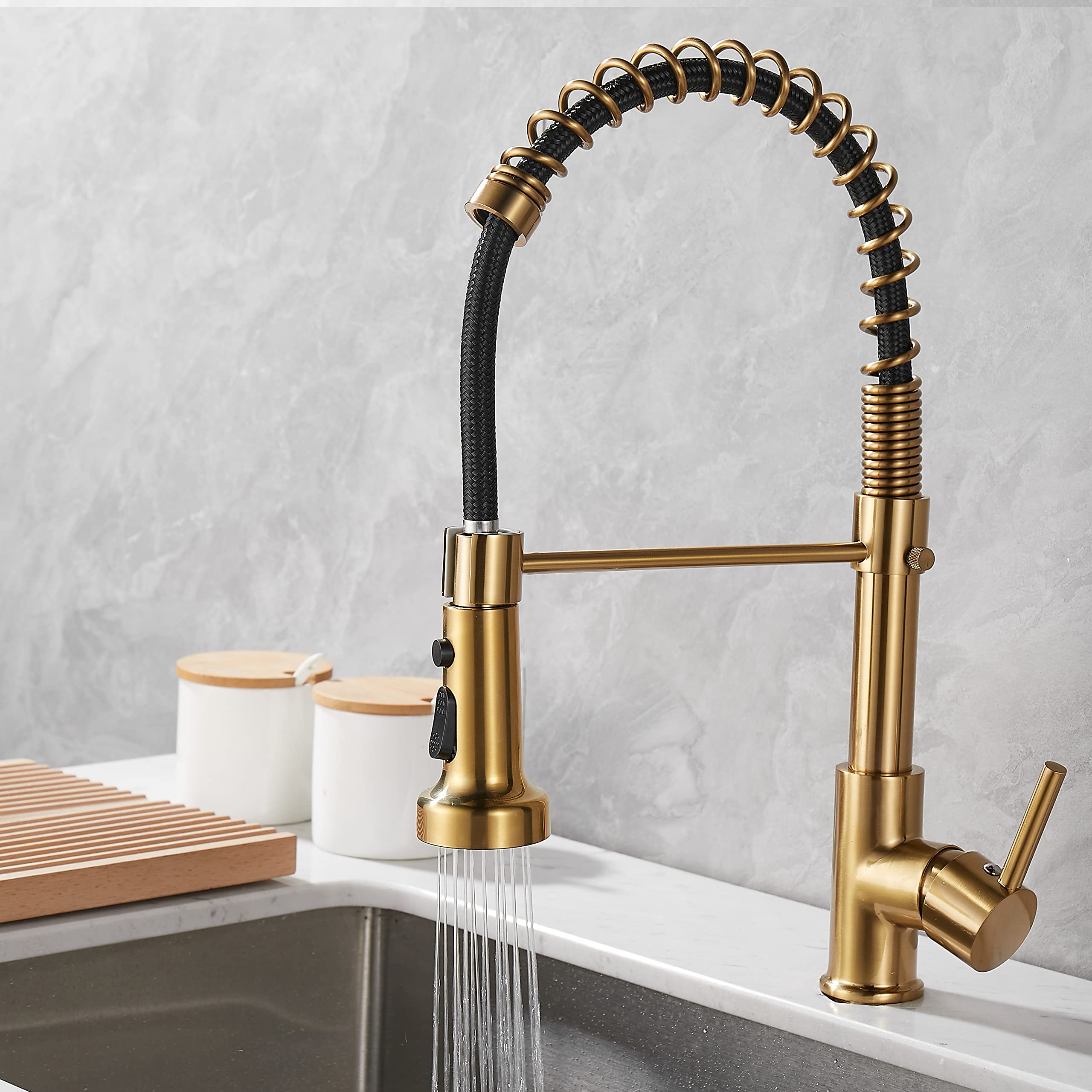 Küchenarmaturen Ersatz-Duschkopf – G 1/2" Anschluss, 3 Funktionen (Strom, Spray, Dual Aquablade) | Gebürstetes Silber, Aus ABS