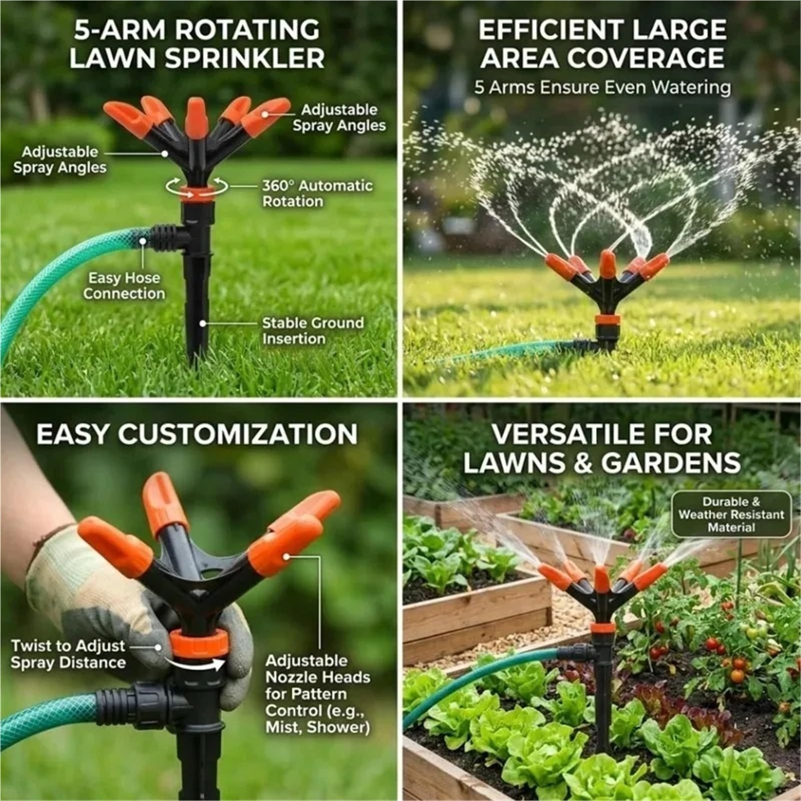Ugello Rotante for Irrigatore for Prato Con Inserimento A Terra Dell'irrigatore A Rotazione Completa per il giardino(5Sets)