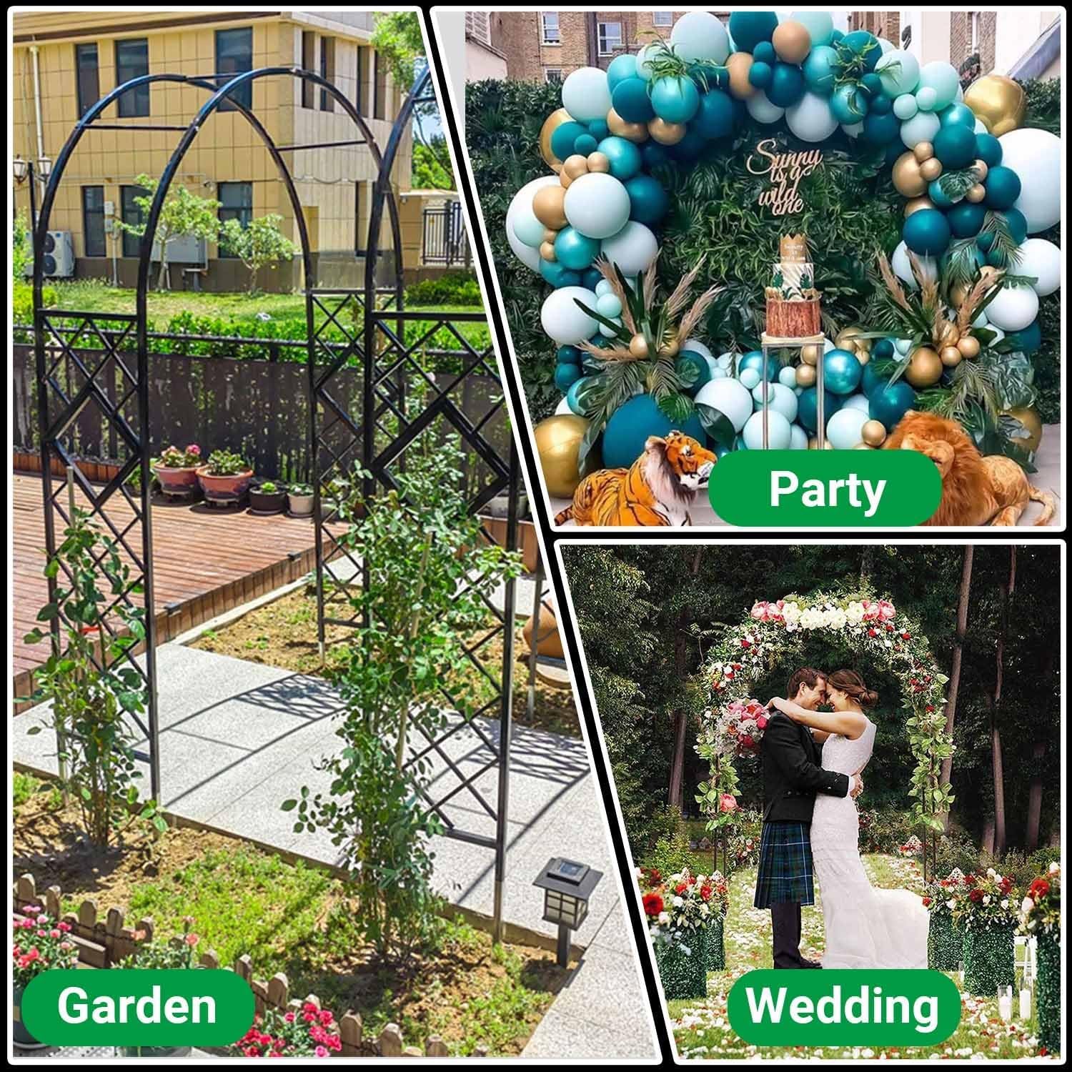 Metal Garden Arch Trellis Outdoor Garden Arbor Pergola for Climbing Plants, Outdoor Wedding Arches for Lawn, Patio and Backyard(White,W5.2 X H7.5ft)