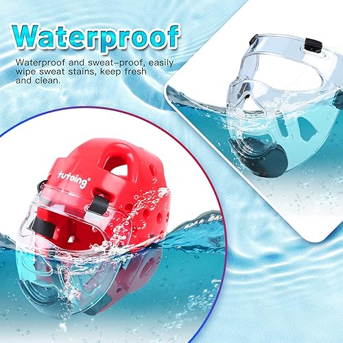Miniatura 10 de TuToing Casco de karate para niños y adultos, artes marciales MMA, protector facial extraíble, equipo de cabeza suave para entrenamiento de Muay