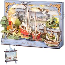 Rowood Red Boat 3D Puzzles for Adults,Wooden Claude Monet Painting Artwork Craft Kits for Adults,DIY Wall Art Building Set with LED,Home Decor Table Art Collection Gift on Christmas
