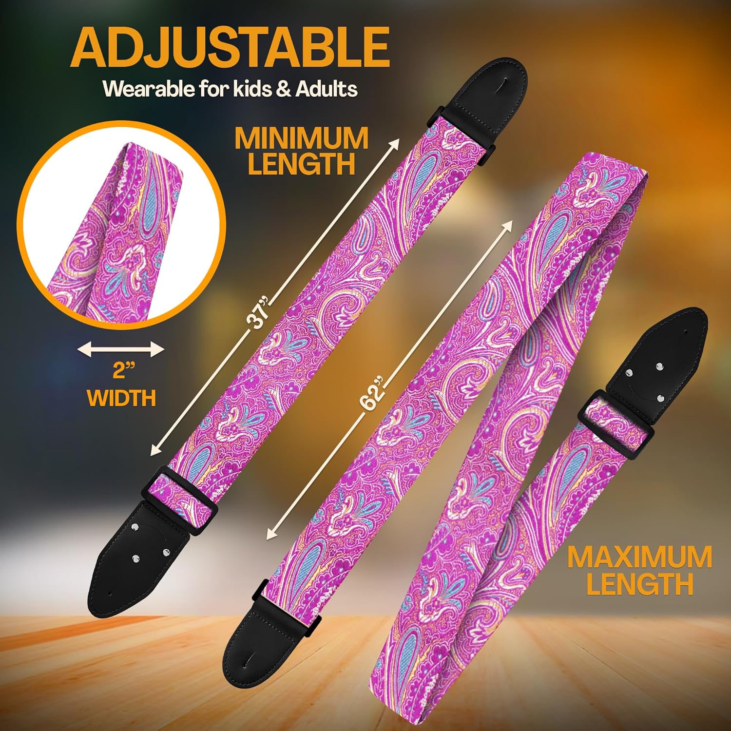 Art Tribute Personalized Guitar Strap Indian Sunset including - 2 Picks + Locks + Secure Button. Add Your Text and We Make It Especially For You Get Your Own Custom Guitar Strap, No Shipping Cost!