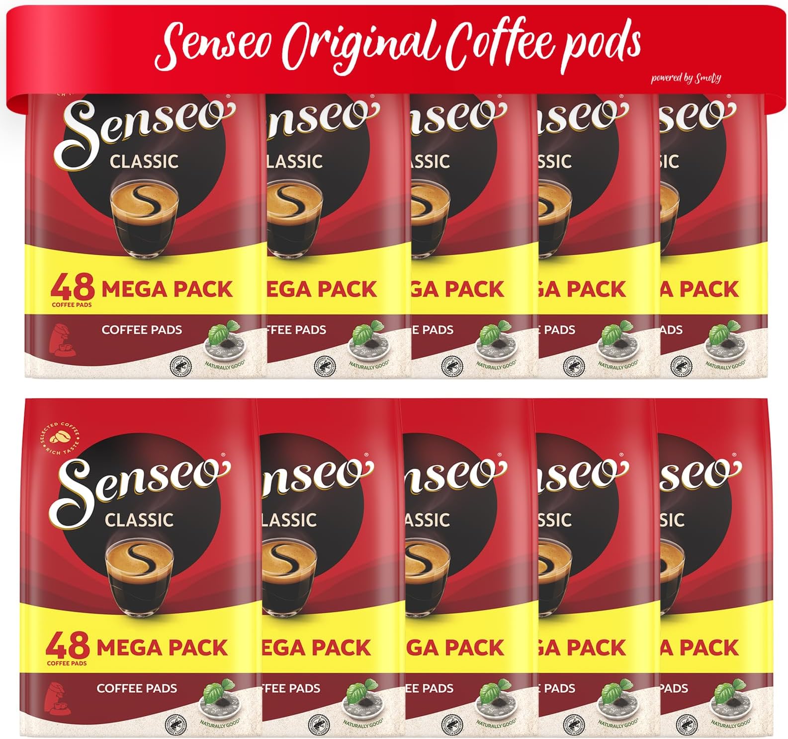 Senseo Classic, Medium Roast Coffee, 480-count Pods (10 Bags of 48 Pods)
