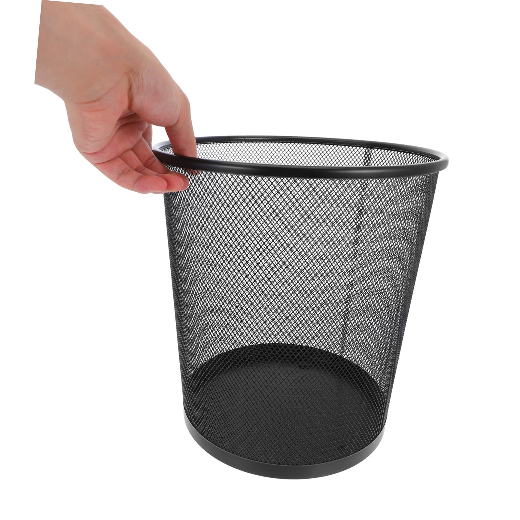 OUNONA 5 Piezas Cubo de Basura Redondo Negro de 9 L Estructura de Malla Transpirable y Fácil de Limpiar, Adecuado para Espacios Compactos y Debajo de Escritorios