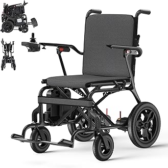 Lightweight Carbon Fiber Electric Wheelchairs for Adults, Only 31.5lbs, Extra-Wide Seat, Portable Power Wheelchair 400W Dual Motor, Long Range All Terrain Portable Airline Approved (Black)