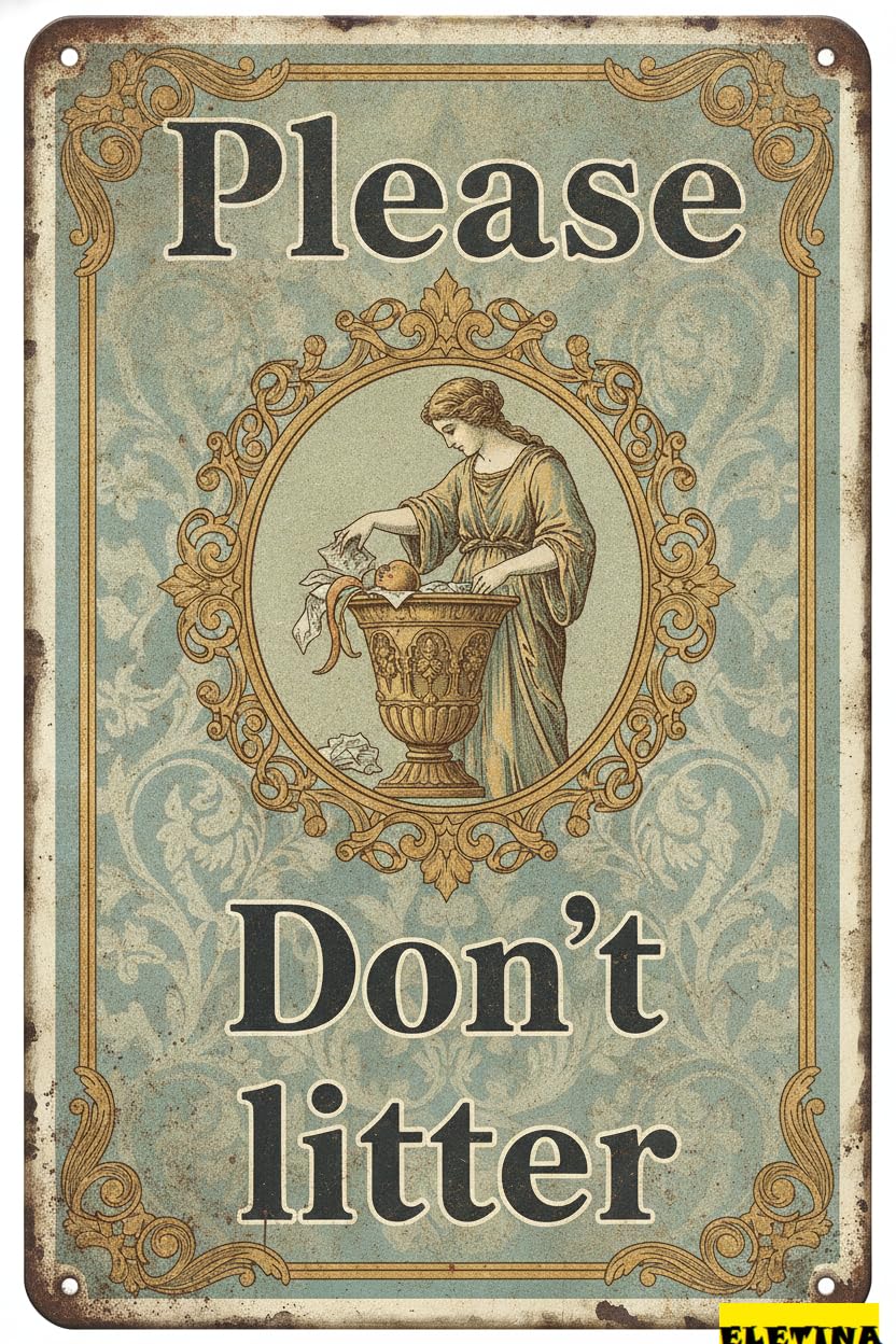 Please Don't Litter Metal Tin Warning Sign School Bar Street Parking Lot Decor 8x12in