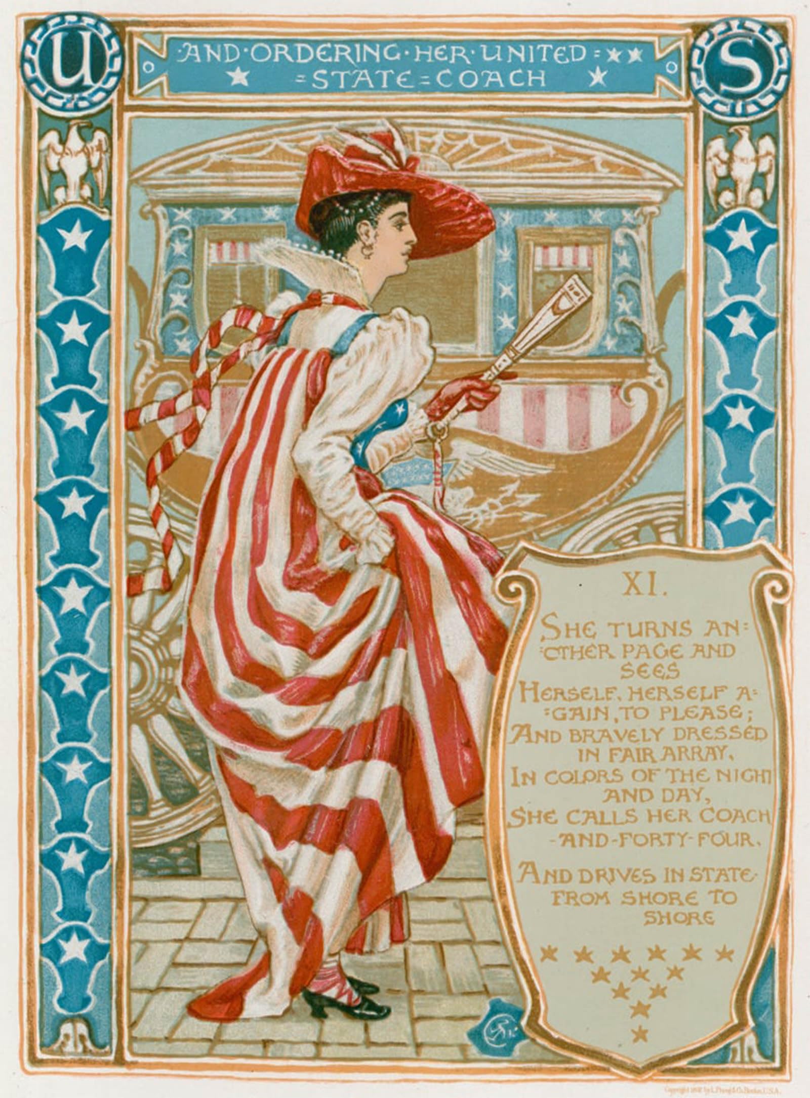 SERENDIPITP Vintage Picture Print on Canvas Wall Art Poster and Ordering Her United State by Walter Crane Artwork Print Poster for Wall Decor 60x90cm
