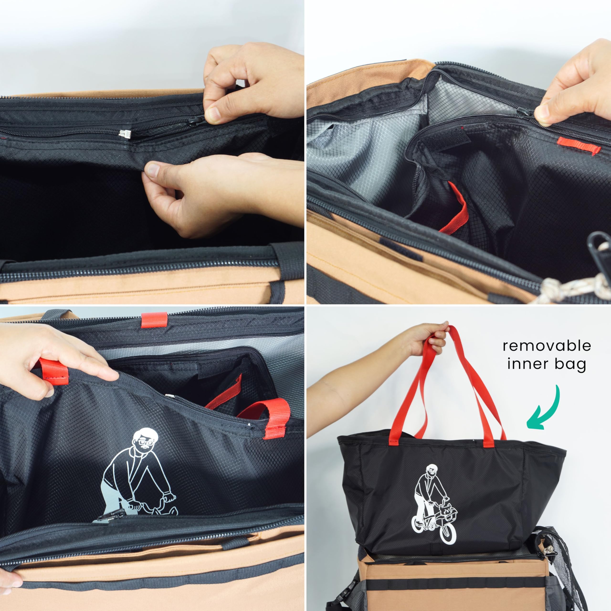 Vincita Caddy - Cesta para mascotas para bicicleta Brompton - Transportador cómodo y seguro con marco de aluminio, cubierta de malla, correa ajustable y bolsillos laterales. Compatible con el bloque