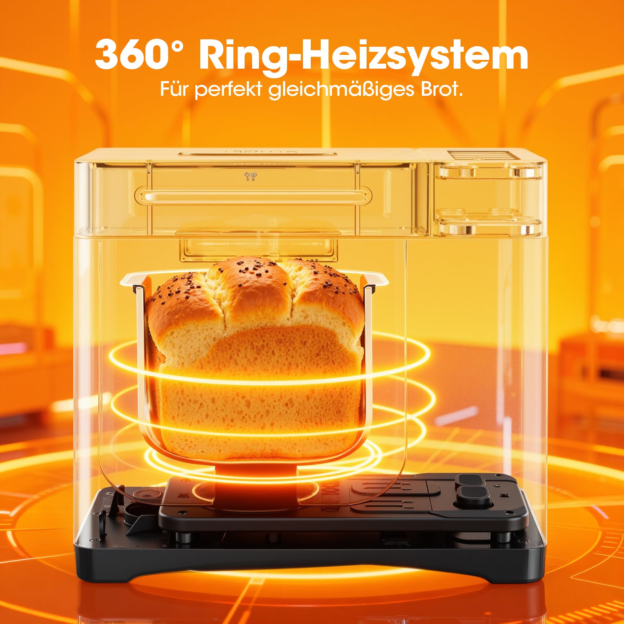 Triumphkey Brotbackautomat mit 19 Programmen & 1000g Fassungsvermögen – Vollautomatische Brotbackmaschine mit 3 Bräunungsstufen, Timer, 710W, Edelstahl-Optik inkl. Sichtfenster & Rezeptbuch