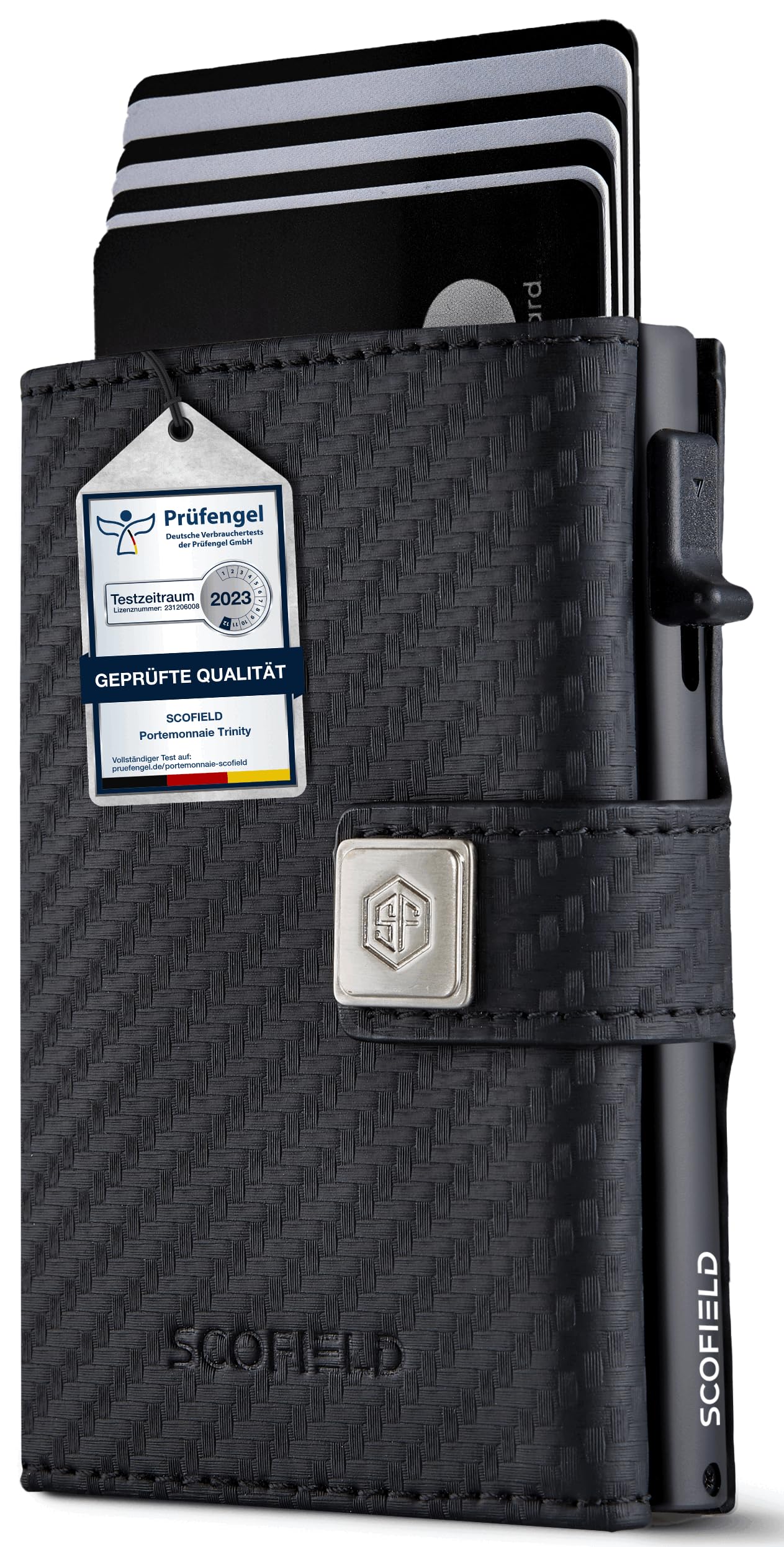 SF SCOFIELD Trinity Portafoglio sottile con scomparto per monete I Custodia per carte di credito da uomo per 10-12 carte I RFID - Protezione I Wallets for Men I Smart Wallet I Case
