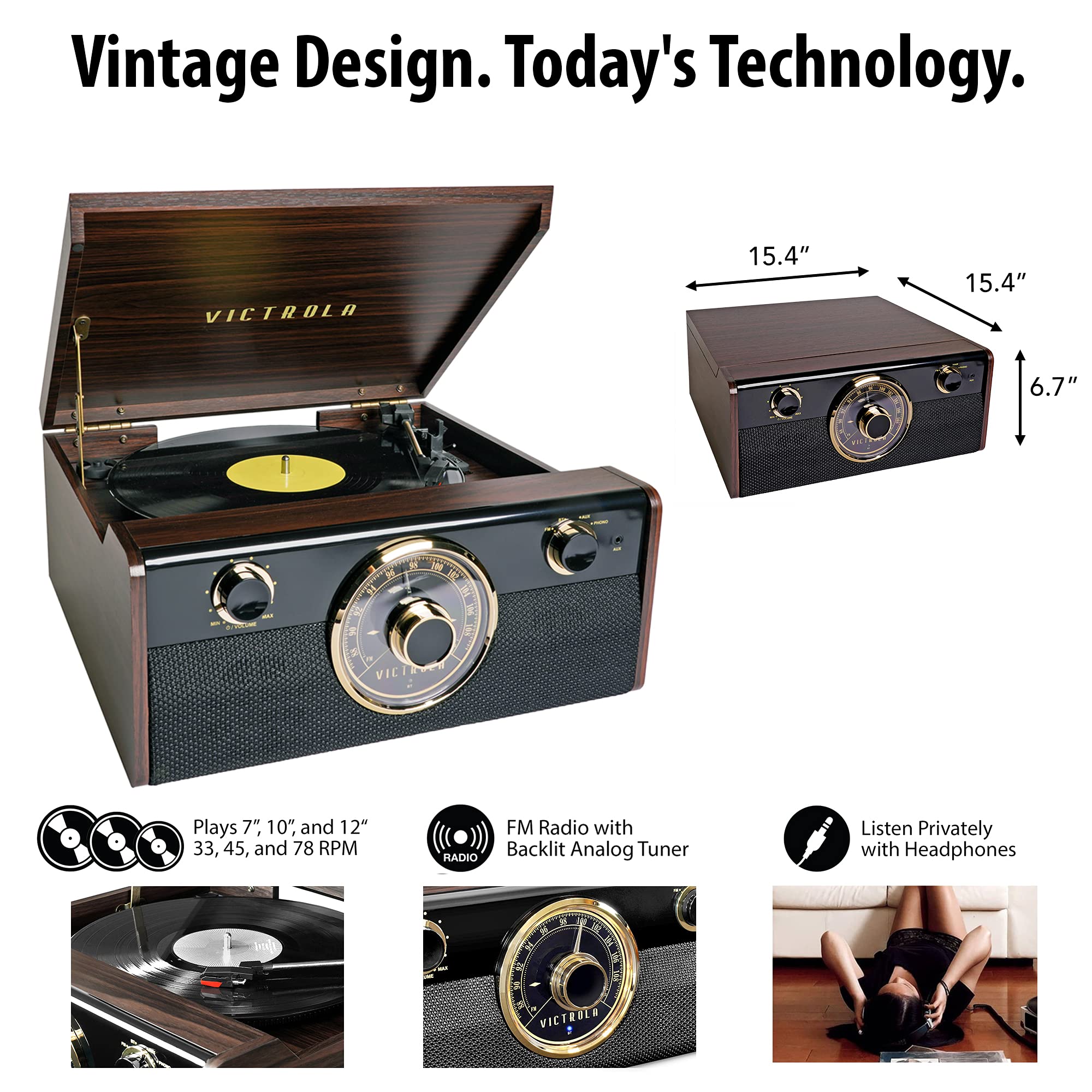 Buy Victrola Wood Metropolitan Mid Century Modern Bluetooth Record