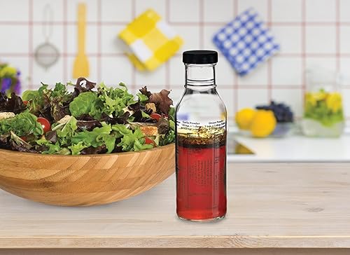 Miniatura 2 de Botella Mezcladora de Aderezo de Ensalada Kolder con 8 Recetas Clásicas Ligeras, de Vidrio, Capacidad de 13 Onzas
