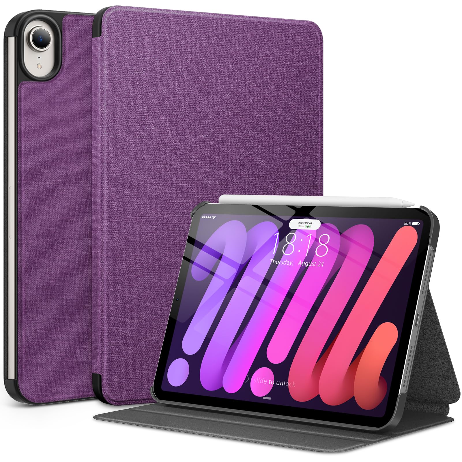 DTTO Case for iPad mini 7 (A17 Pro) 2024, iPad mini 6th Generation 2021, Fabric Texture Hard Back Cover iPad mini 7/6 Case 8.3 Inch with Auto Wake/