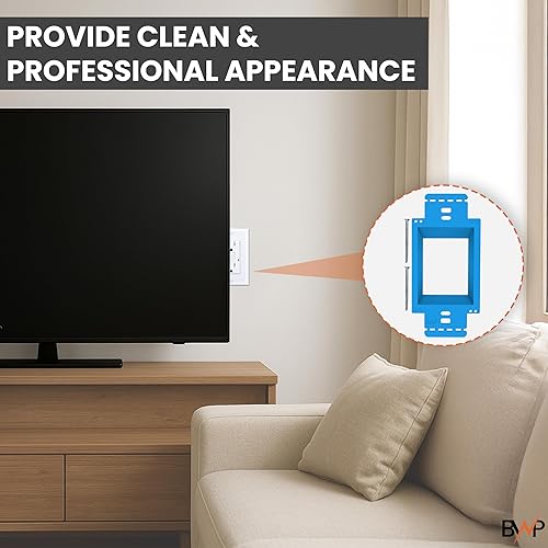 Miniatura 4 de BWP Paquete de 10 extensores de caja de toma de corriente eléctrica de 1 cuadrilla, extensor de caja eléctrica con 20 tornillos, extensor de caja de