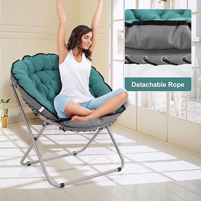 Sillón Plegable Redondo Verde para Sala y Dormitorio miniatura 6