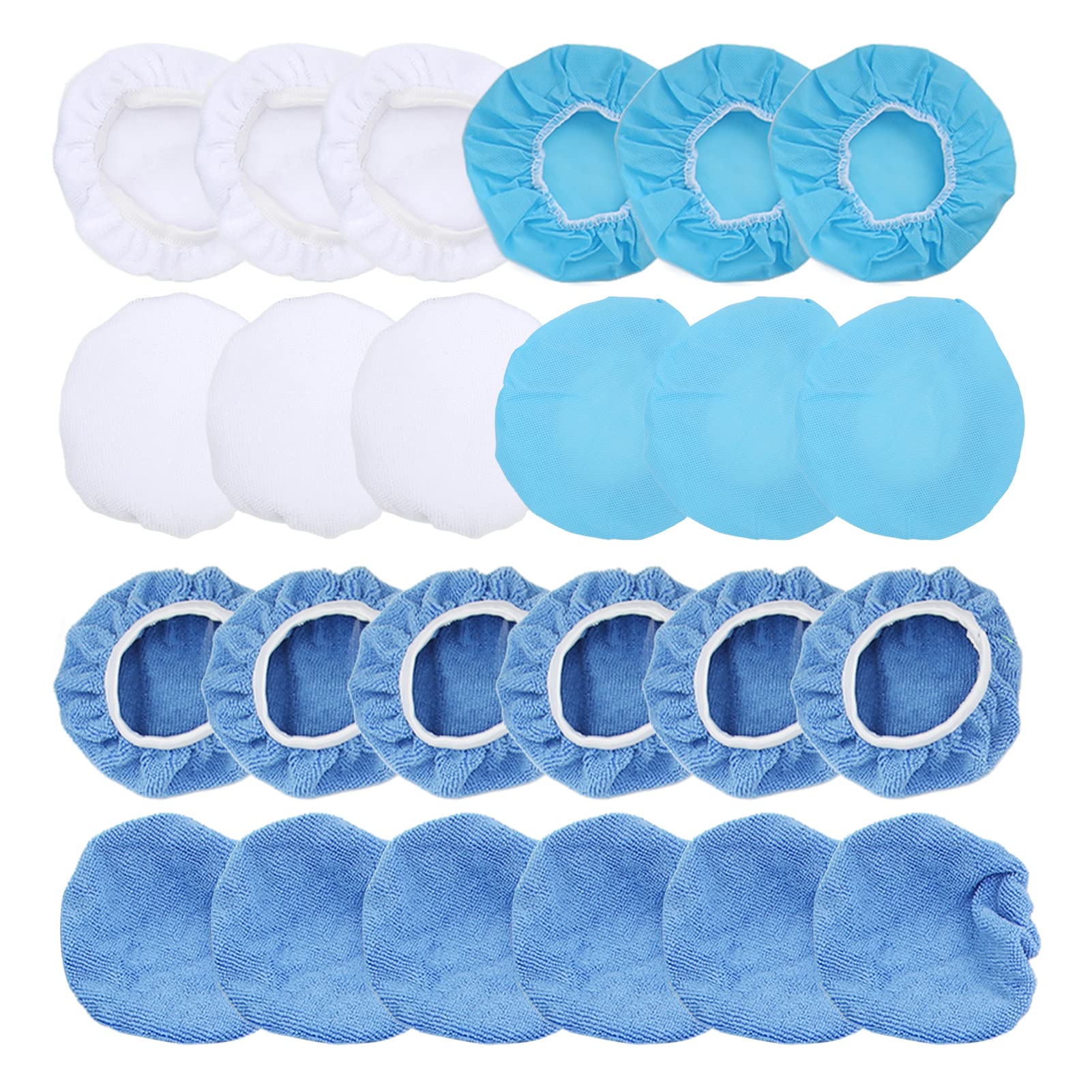Polishing Bonnet Set, High Elasticity Buffing Pads Waxing Kit for Cars Motorcycles Boats Microfiber Nonwoven Cotton 6in 150mm 24 Pieces