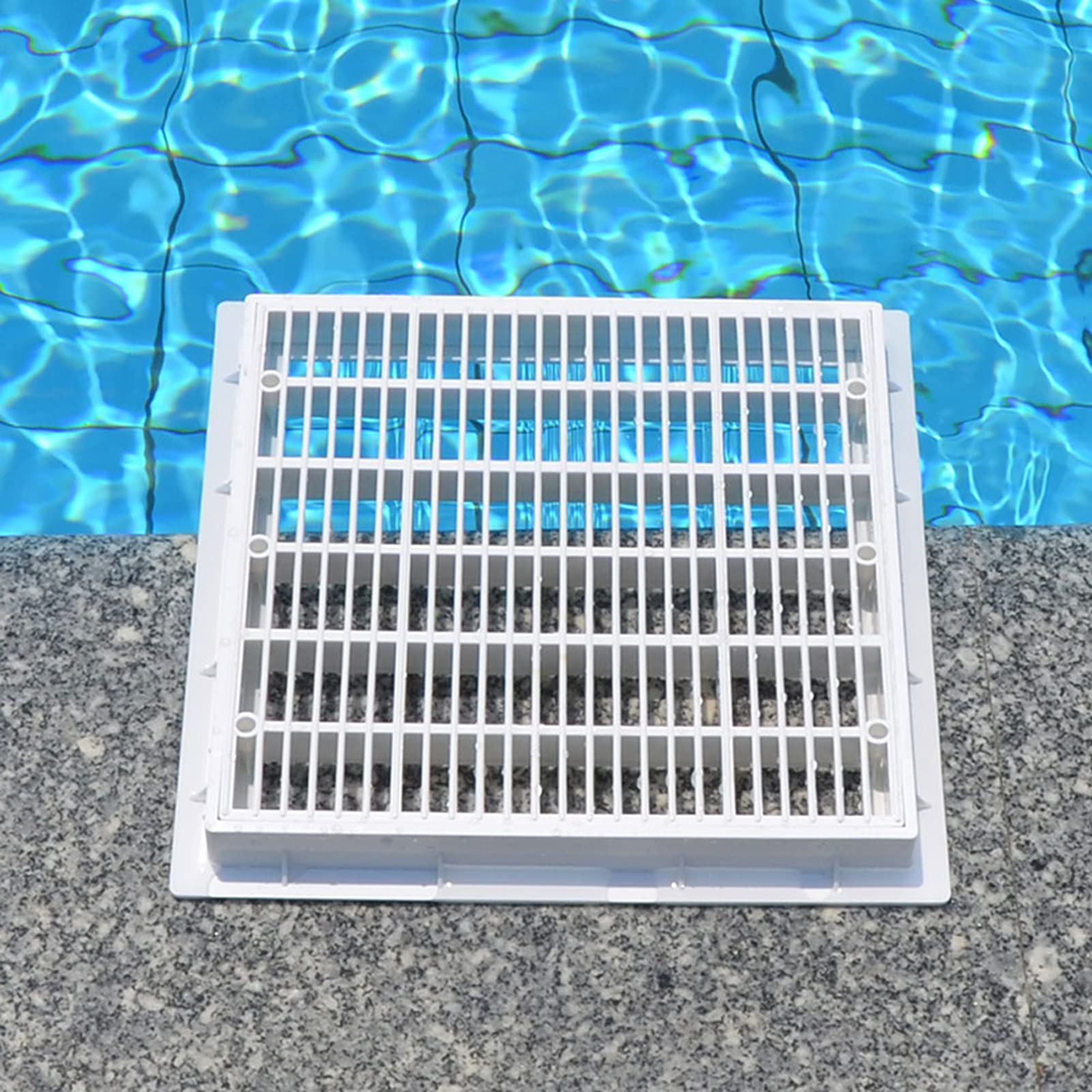 Pokrywa Odpływu Basenowego 30x30 cm, Kwadratowa Kratka Ściekowa Basenowa, Wytrzymały Odpływ Denny Basenu z Tworzywa, do Systemów Filtracyjnych, SPA, Ogrodowych