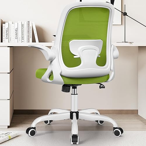 Miniatura 2 de Silla de oficina ergonómicas con soporte lumbar y brazos abatibles, cómoda silla ejecutiva de malla transpirable con tarea giratoria, altura