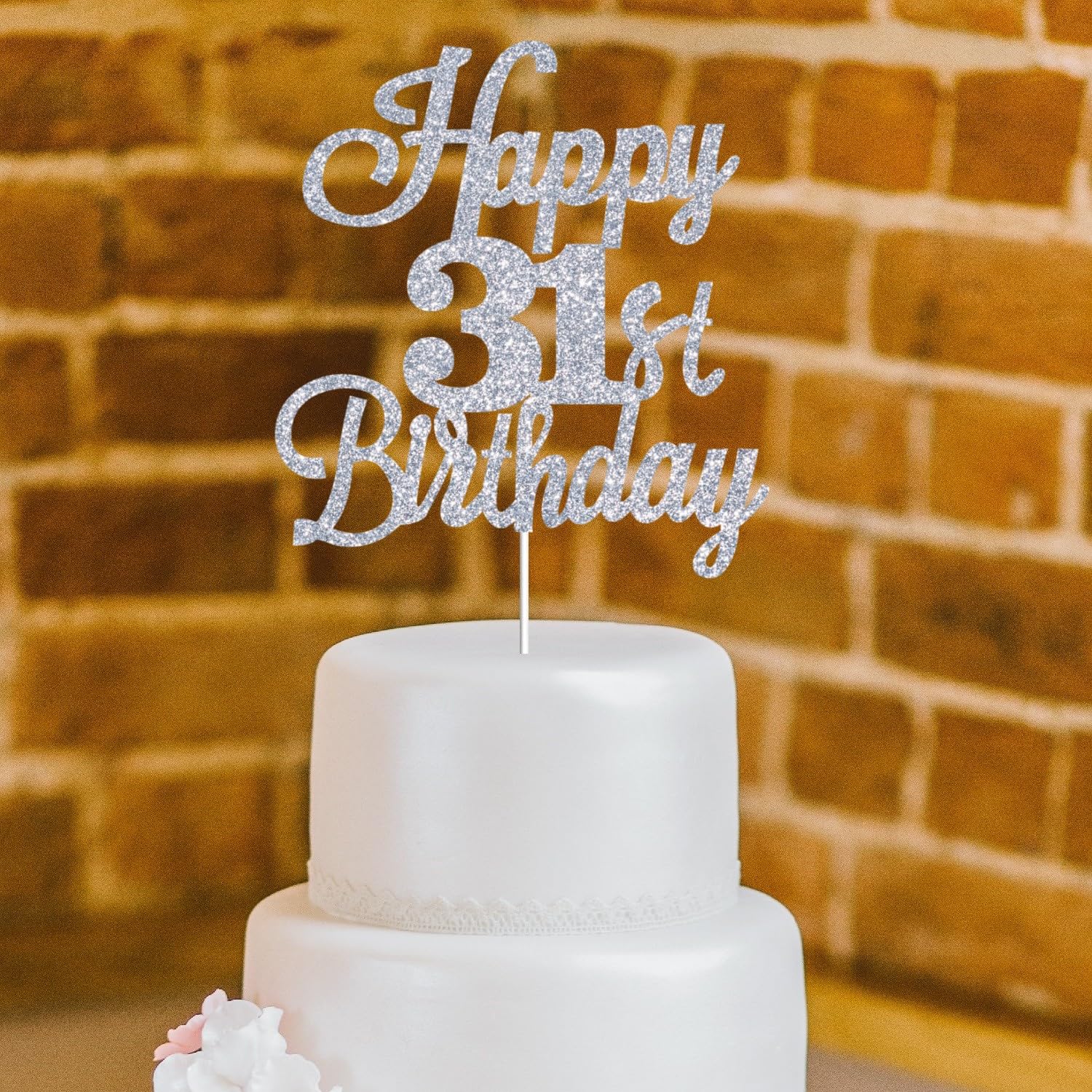 Amazon.co.jp: Happy 31歳の誕生日 ケーキトッパー シルバーグリッター