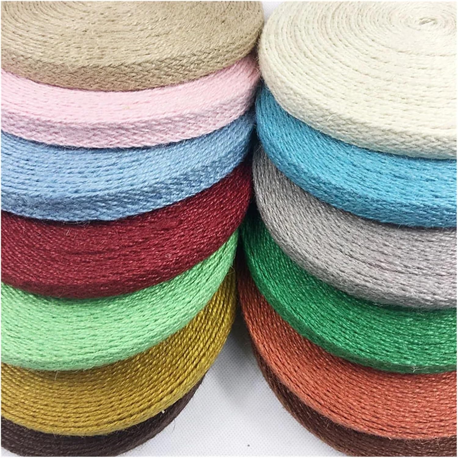 1 Pcs Colorful Flat Hemp Rope, Handmade DIY Woven Storage Basket, Flower Pot, lace Ribbon, Decorative Rope Accessories, 1.5cm X 10m(White)